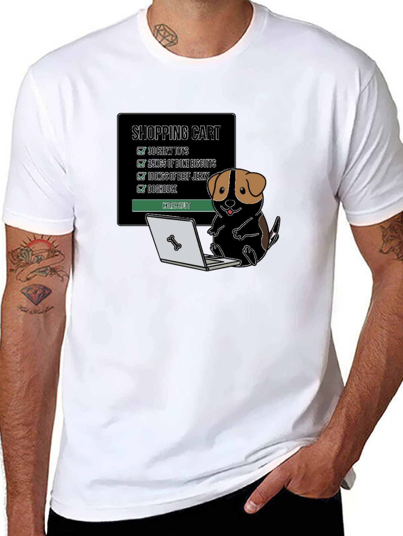 Black Dog Shopping Cart T-Shirt - Funny Pet Lover Tee view 8