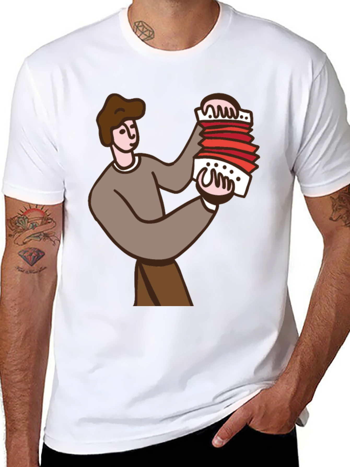 Black Accordion Player Graphic Tee - Black view 8