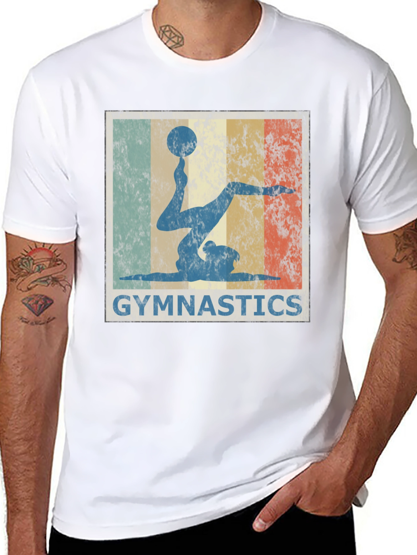 Black Vintage Gymnastics T-Shirt - Retro Gymnast Design view 8