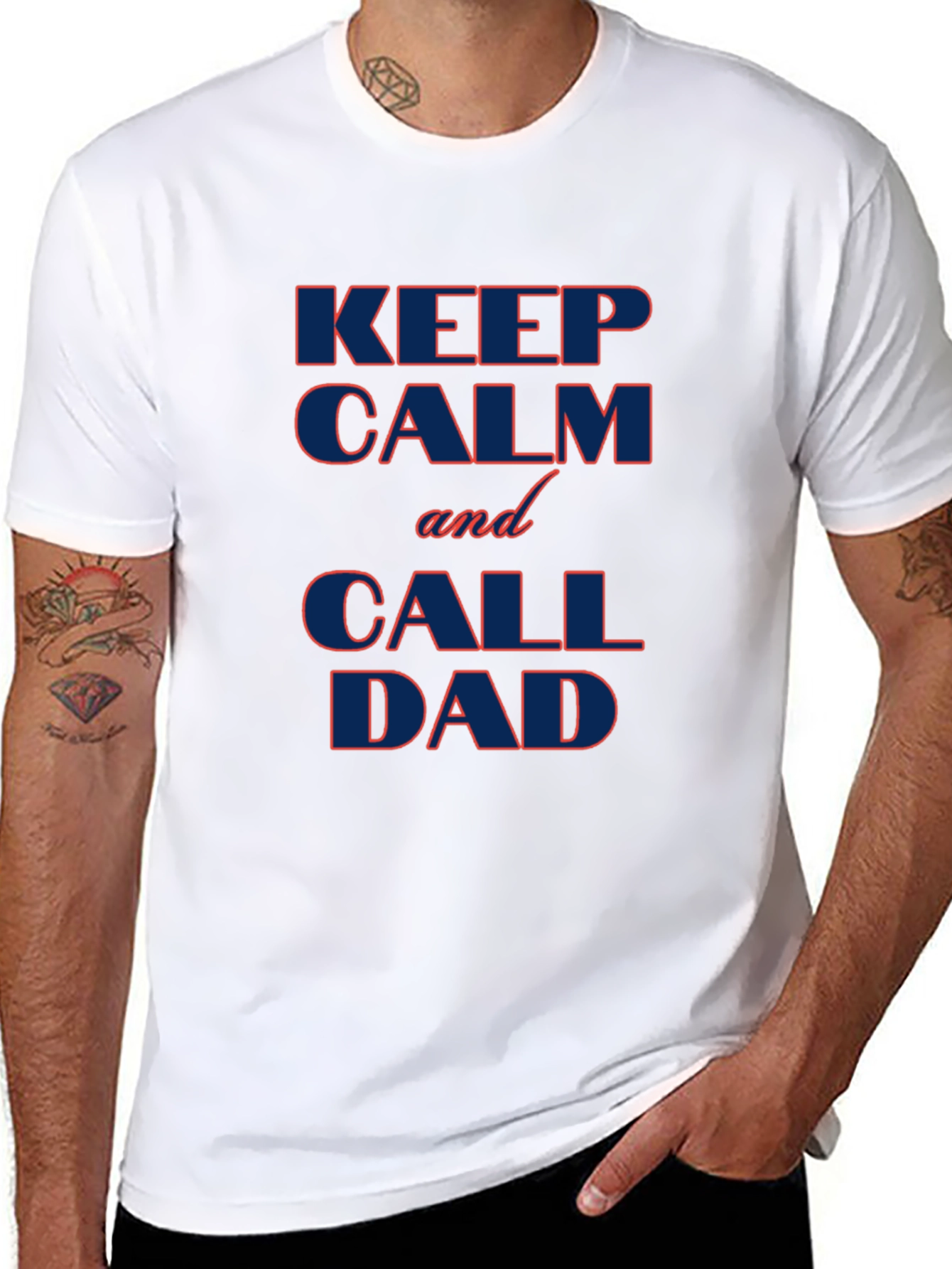 Black Keep Calm and Call Dad T-Shirt - Black Cotton Tee view 8