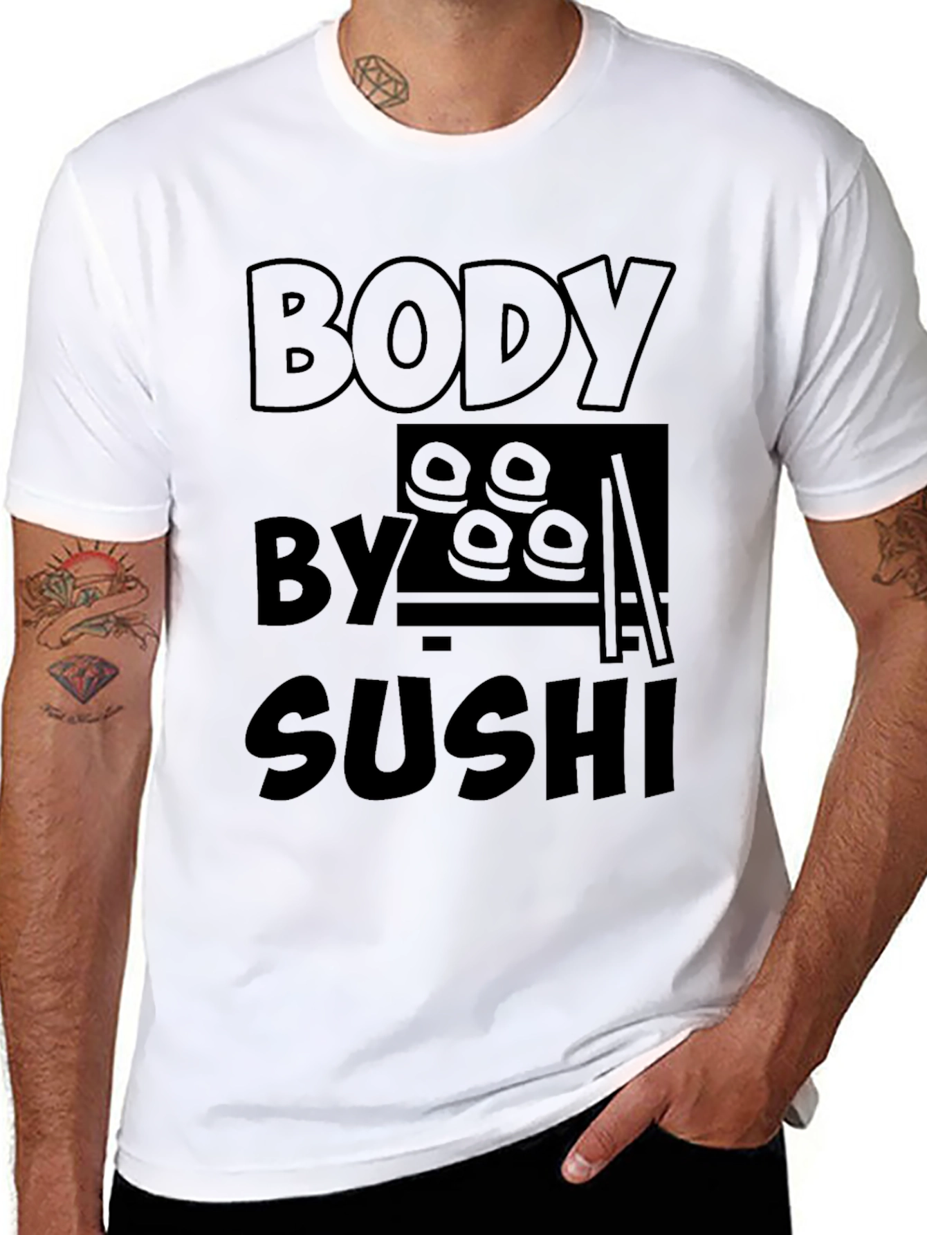 Black Body By Sushi - Funny Graphic T-Shirt view 8