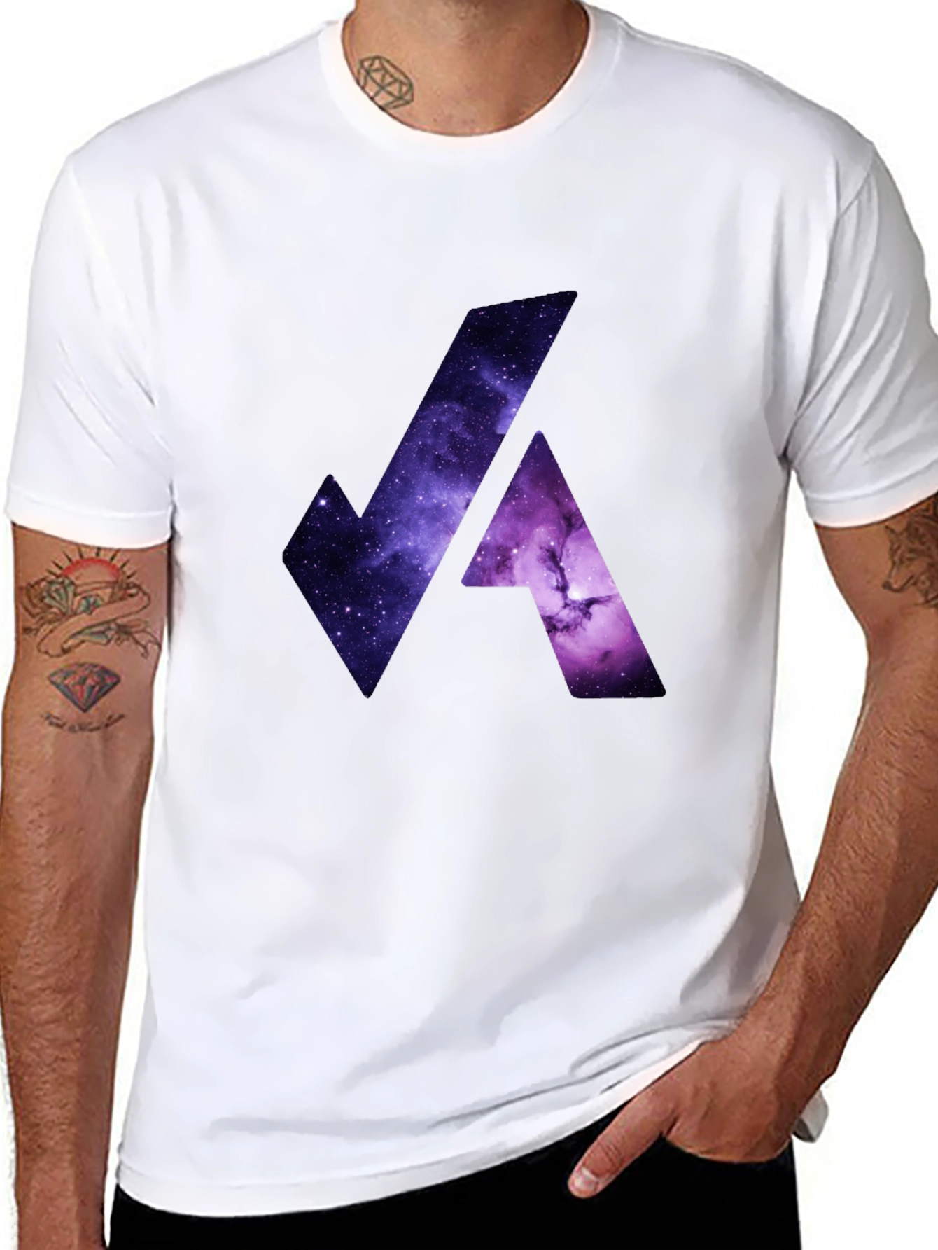 Black Cosmic Galaxy Graphic Tee - Black Cotton Blend view 8