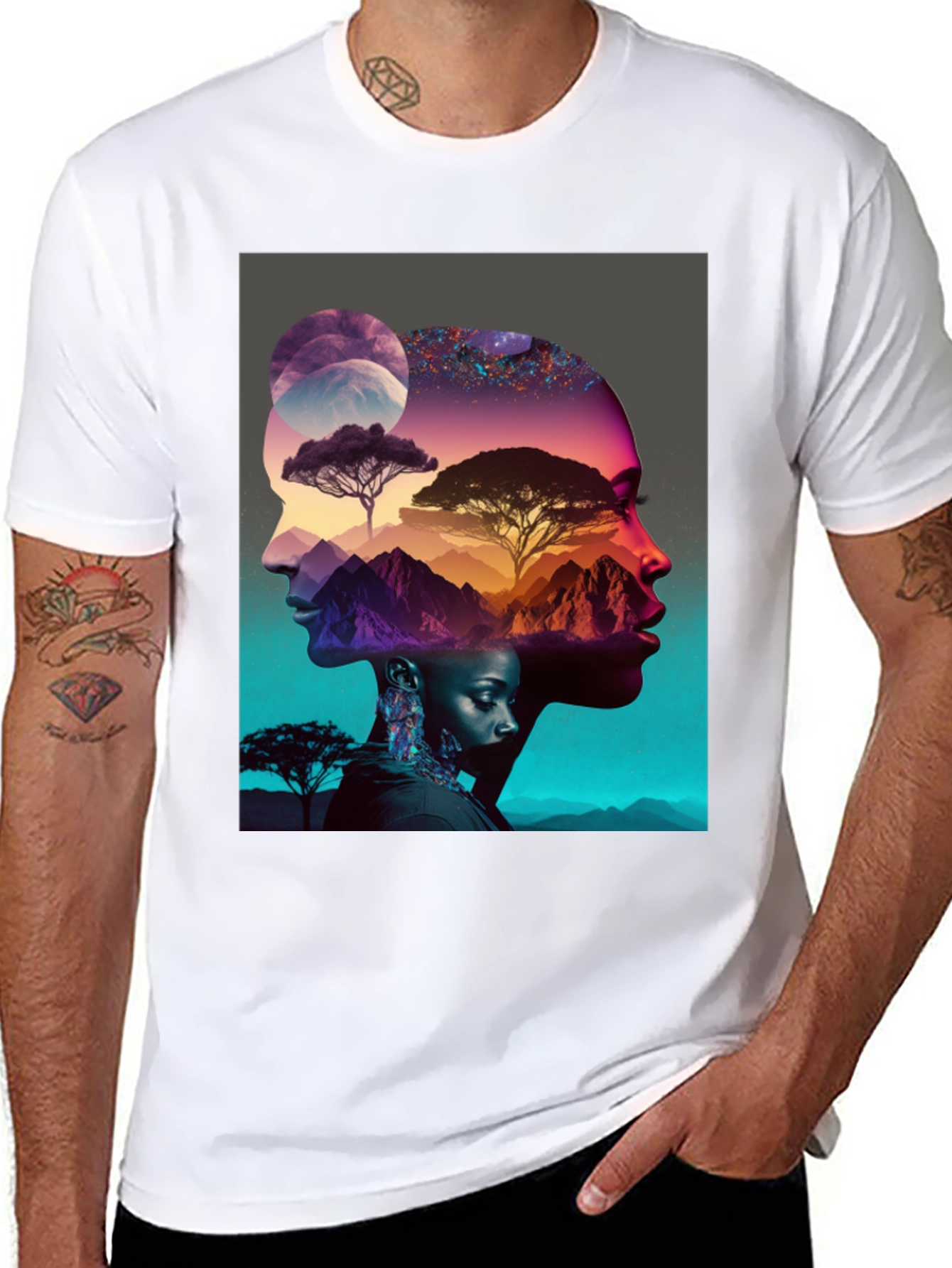 Artistic Afro Silhouette Graphic Tee - 8