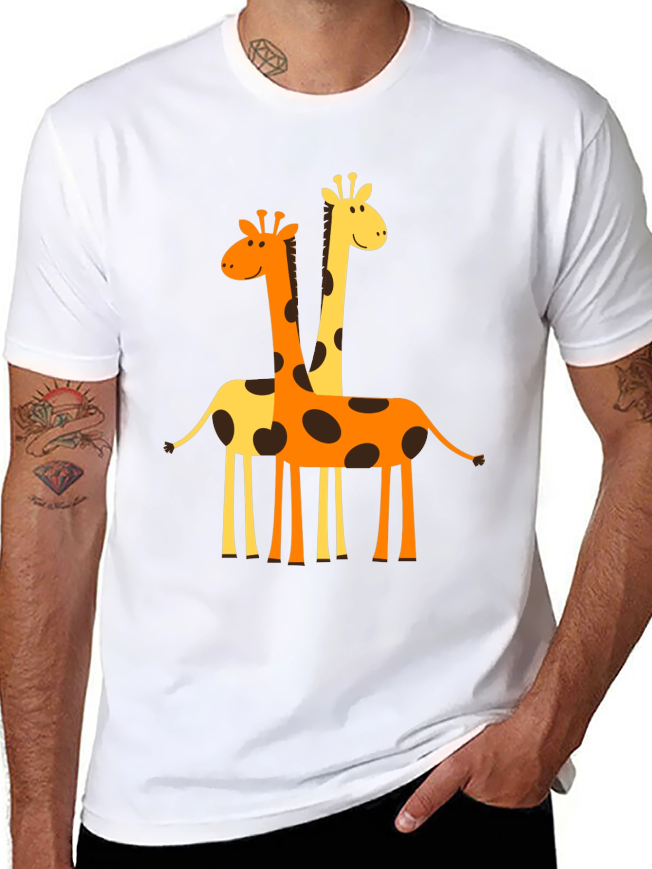 Black Giraffe Graphic Tee - Men's Black Crew Neck T-Shirt view 8