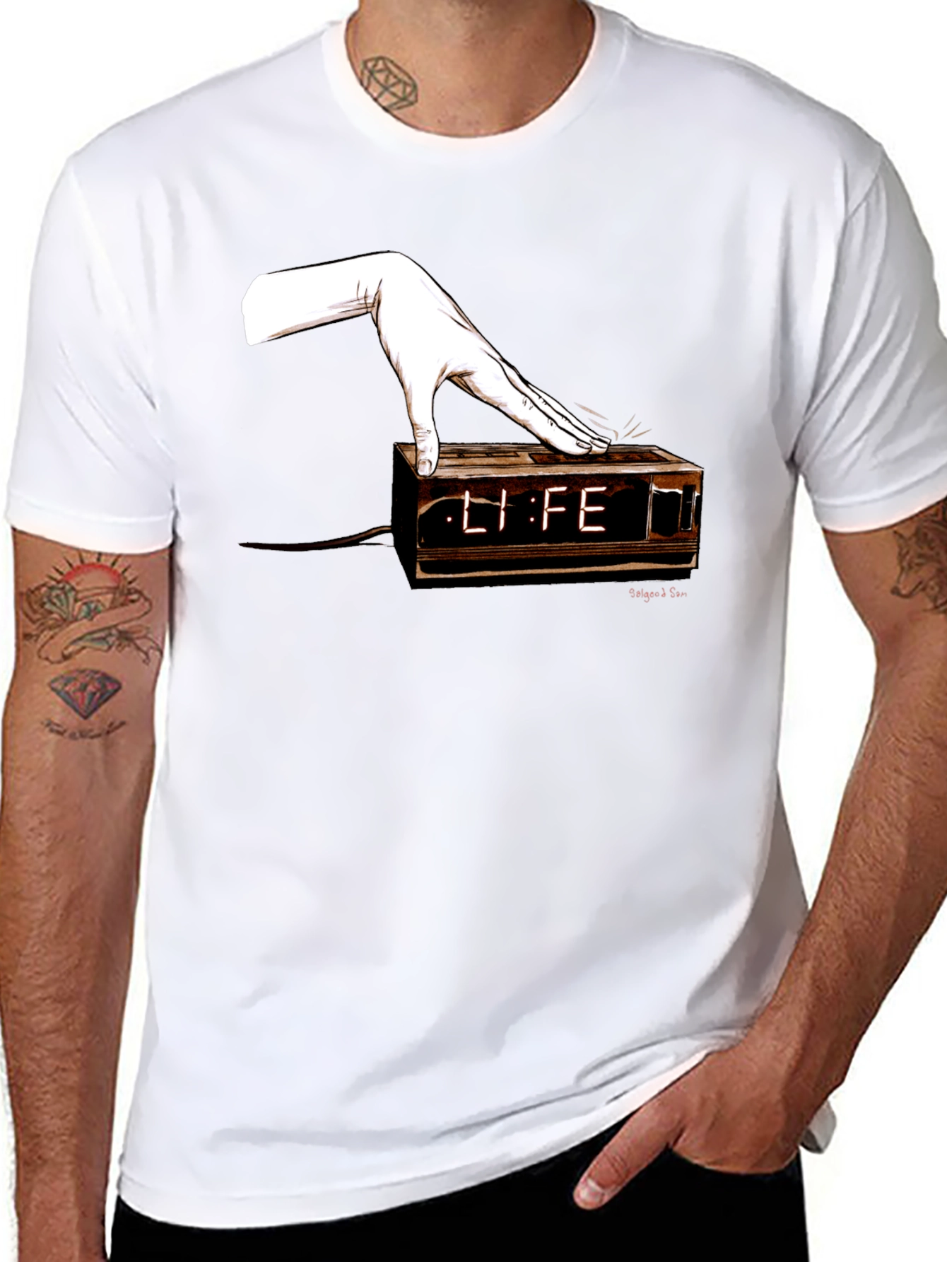 Black Life Alarm Clock Graphic Tee - Unisex view 8