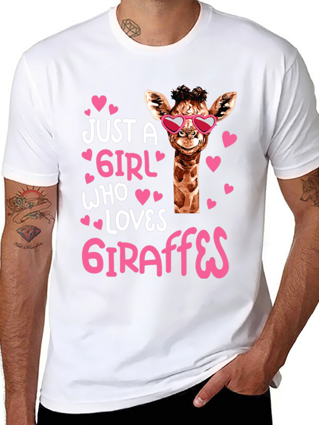 Black Just A Girl Who Loves Giraffes T-Shirt view 8