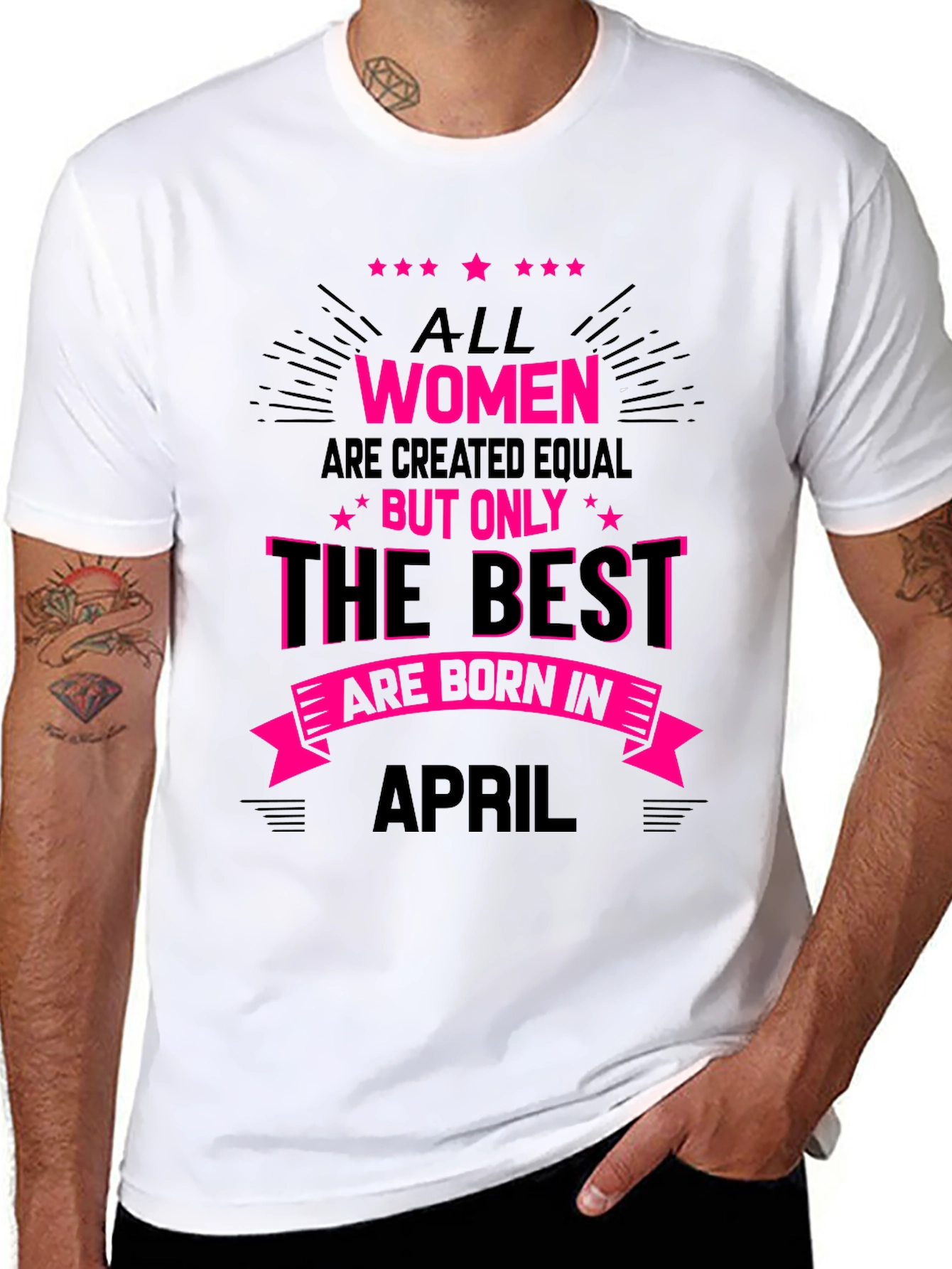 Black Best Women Born in April T-Shirt view 8