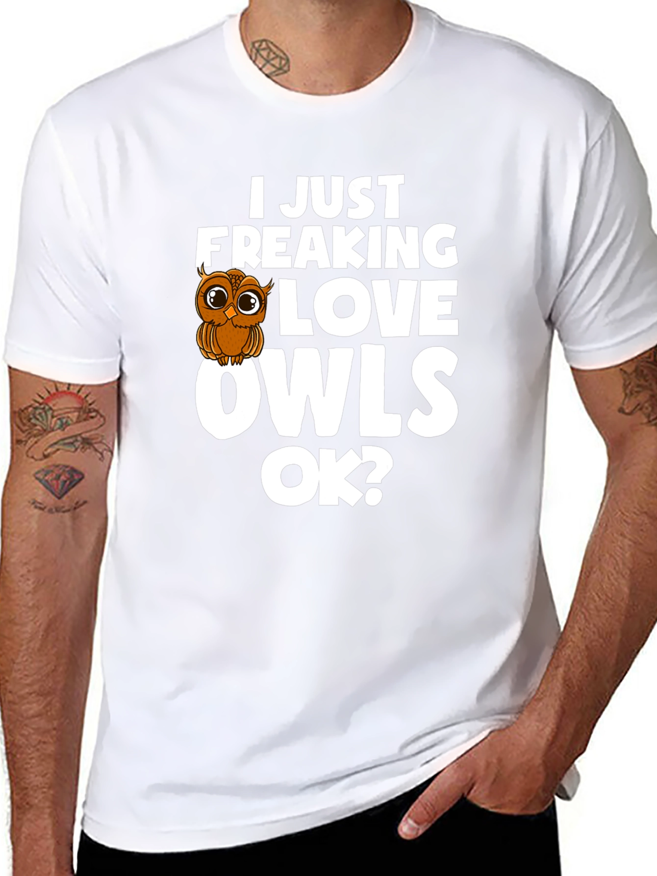 Black I Love Owls T-Shirt - Cute Owl Graphic Tee view 8
