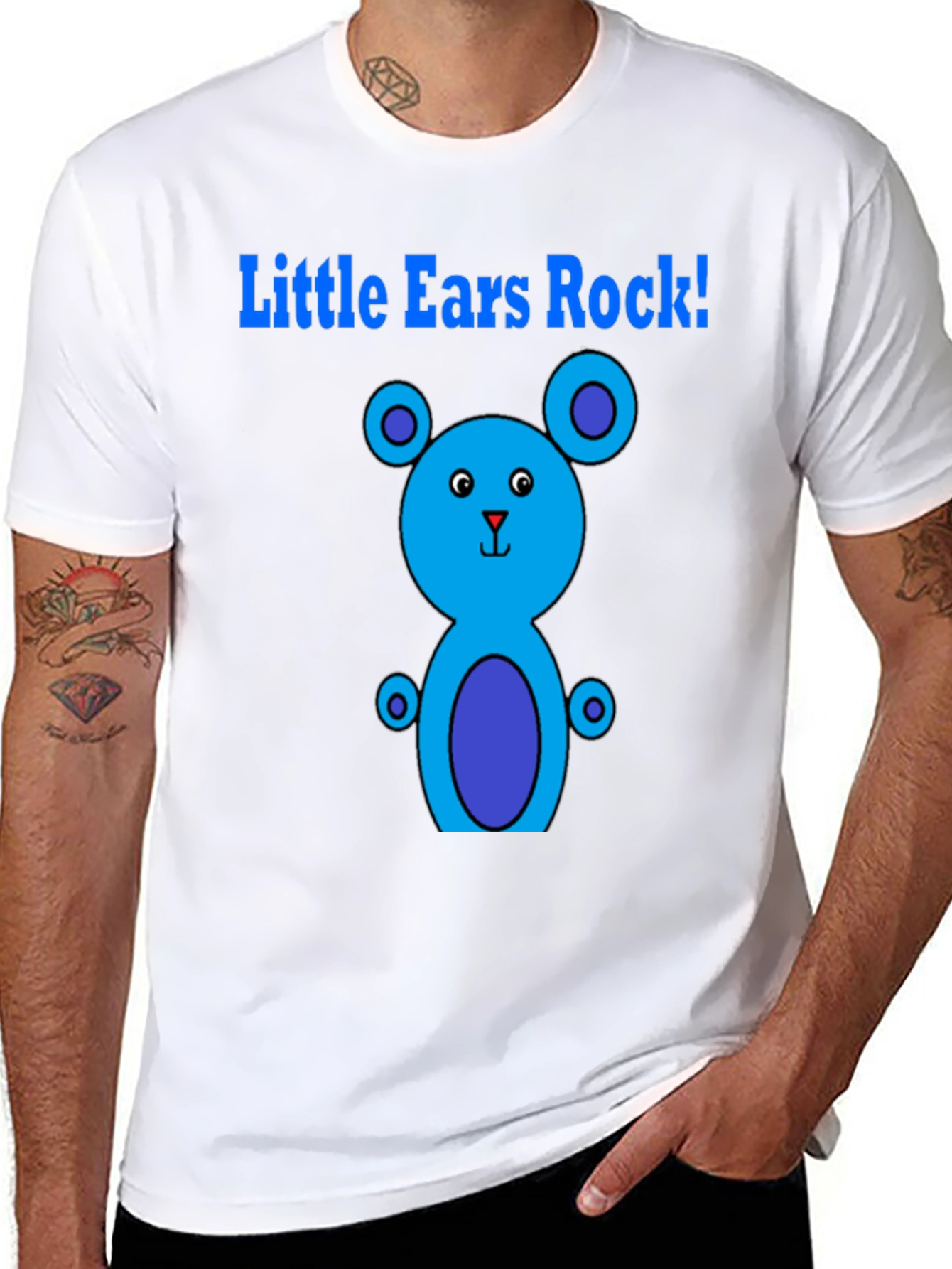 Little Ears Rock! Black Graphic T-Shirt - 8