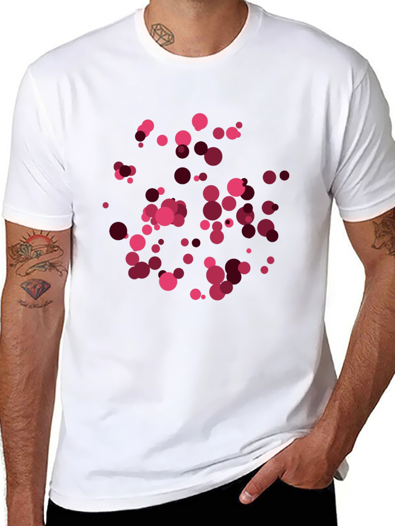 Black Modern Abstract Dot T-Shirt view 8