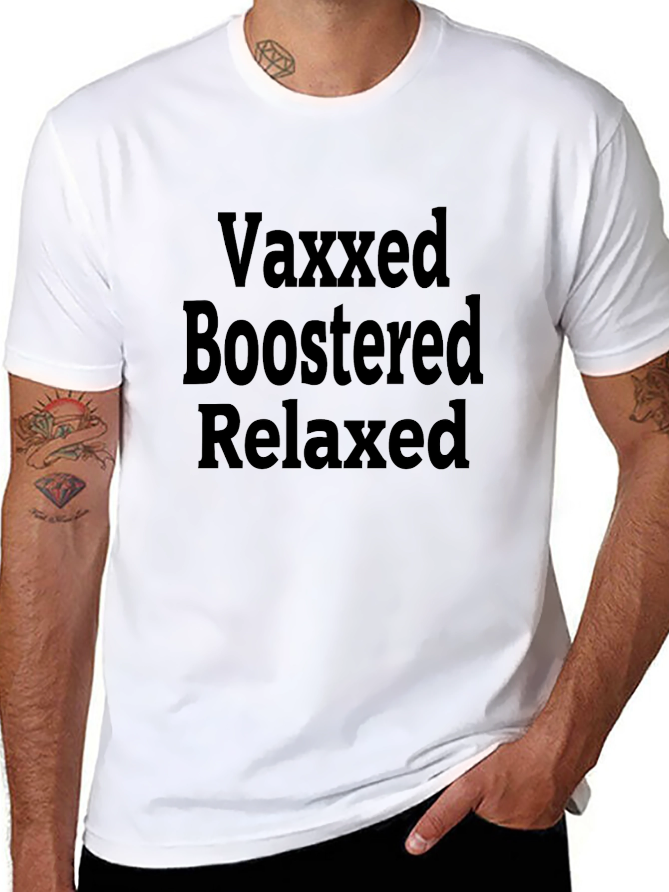 Black Vaxxed, Boosted, Relaxed Black T-Shirt view 8