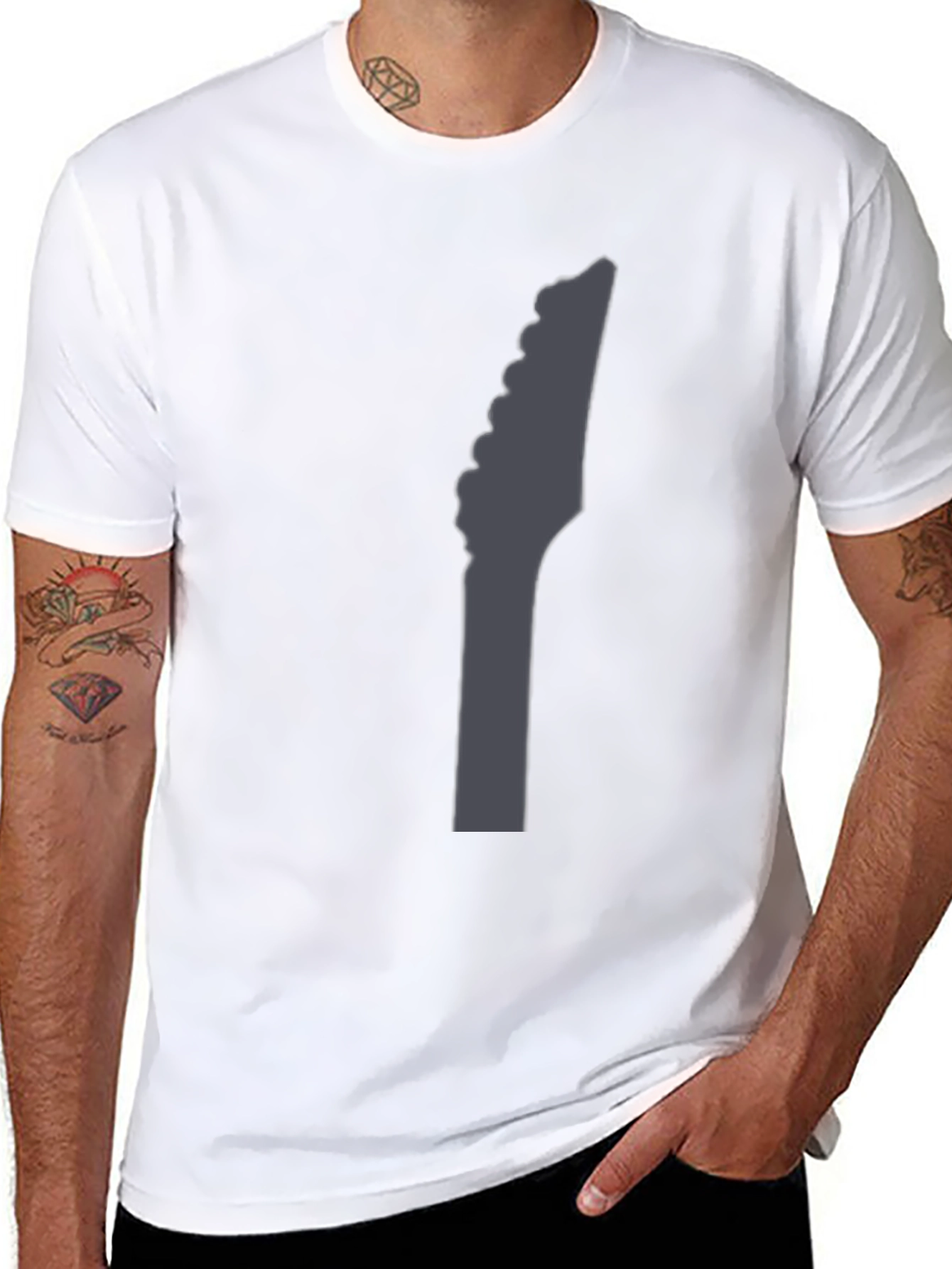 Black Guitar Headstock Graphic Black T-Shirt view 8