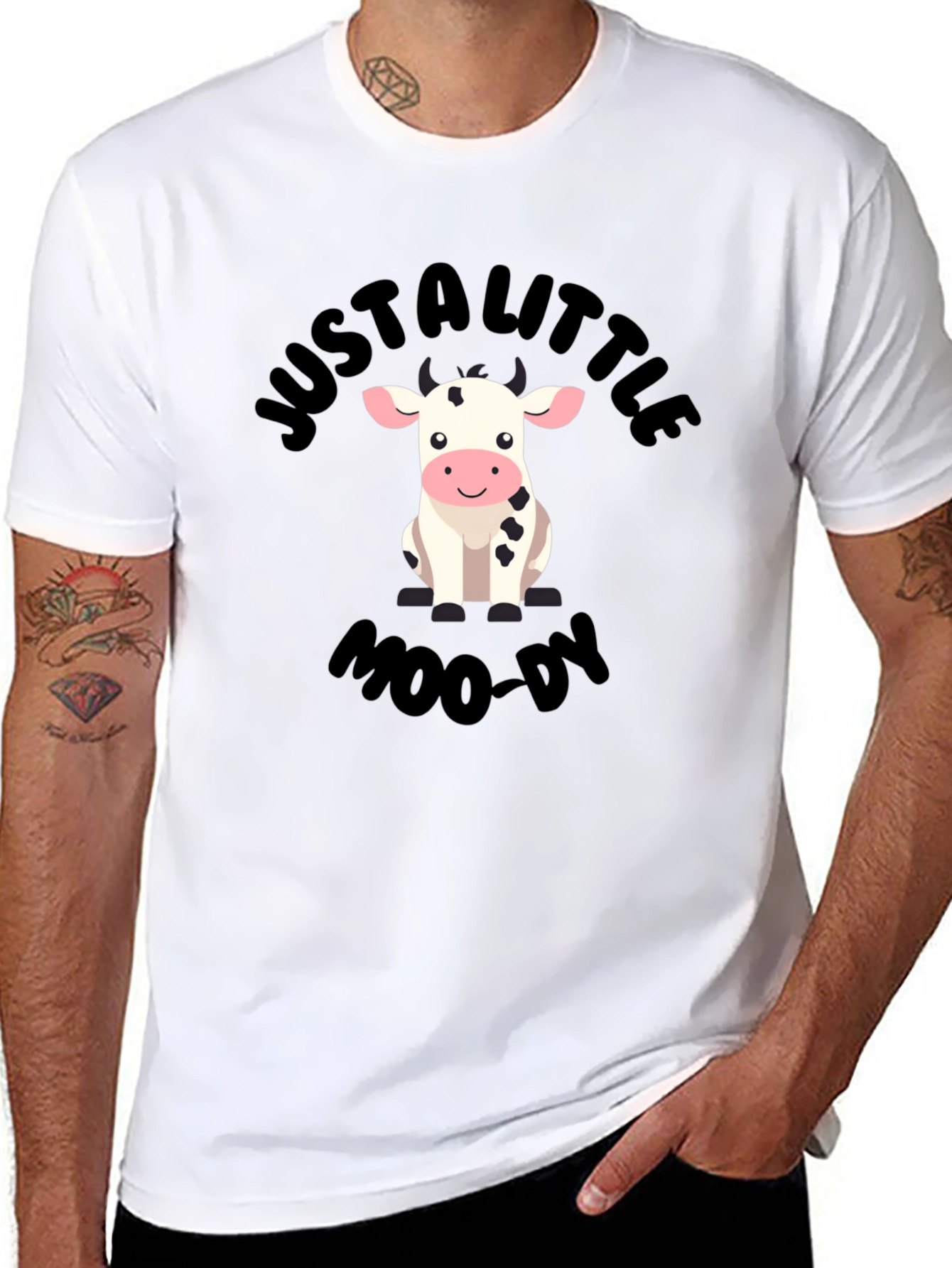 Black Just a Little Moo-dy Graphic T-Shirt view 8