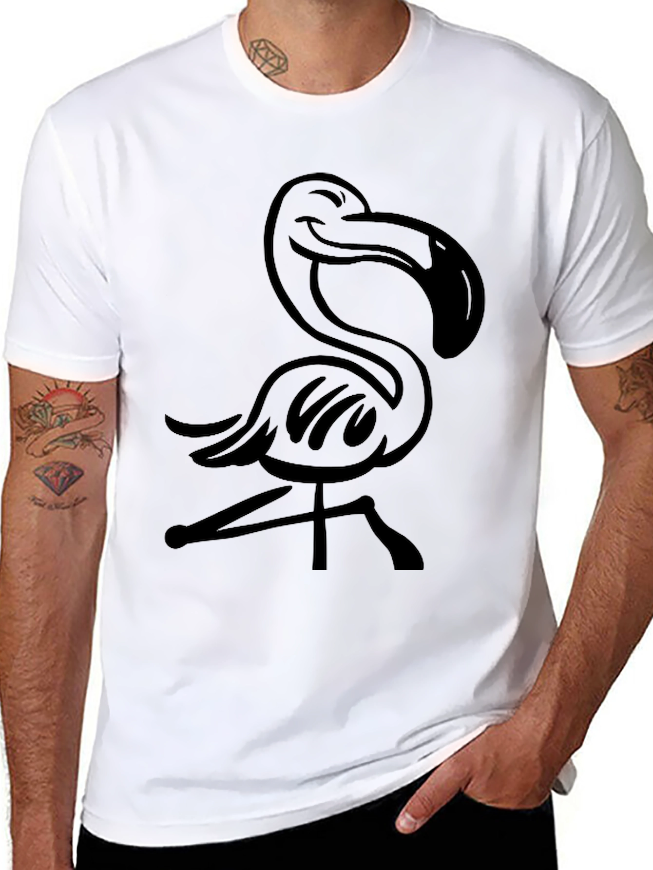 Black Black Flamingo Graphic Tee view 8
