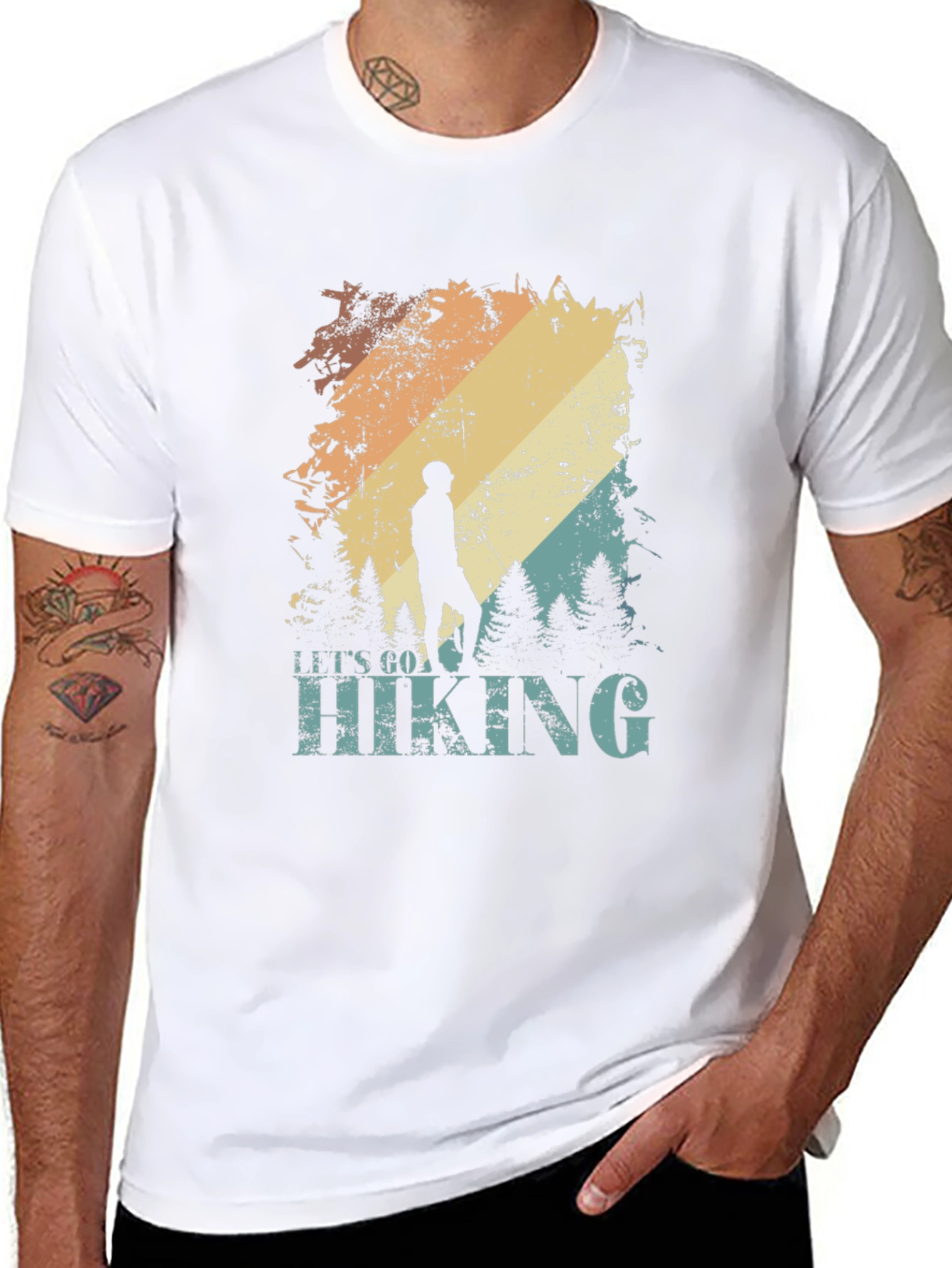 Black Let's Go Hiking Retro Graphic Tee view 8