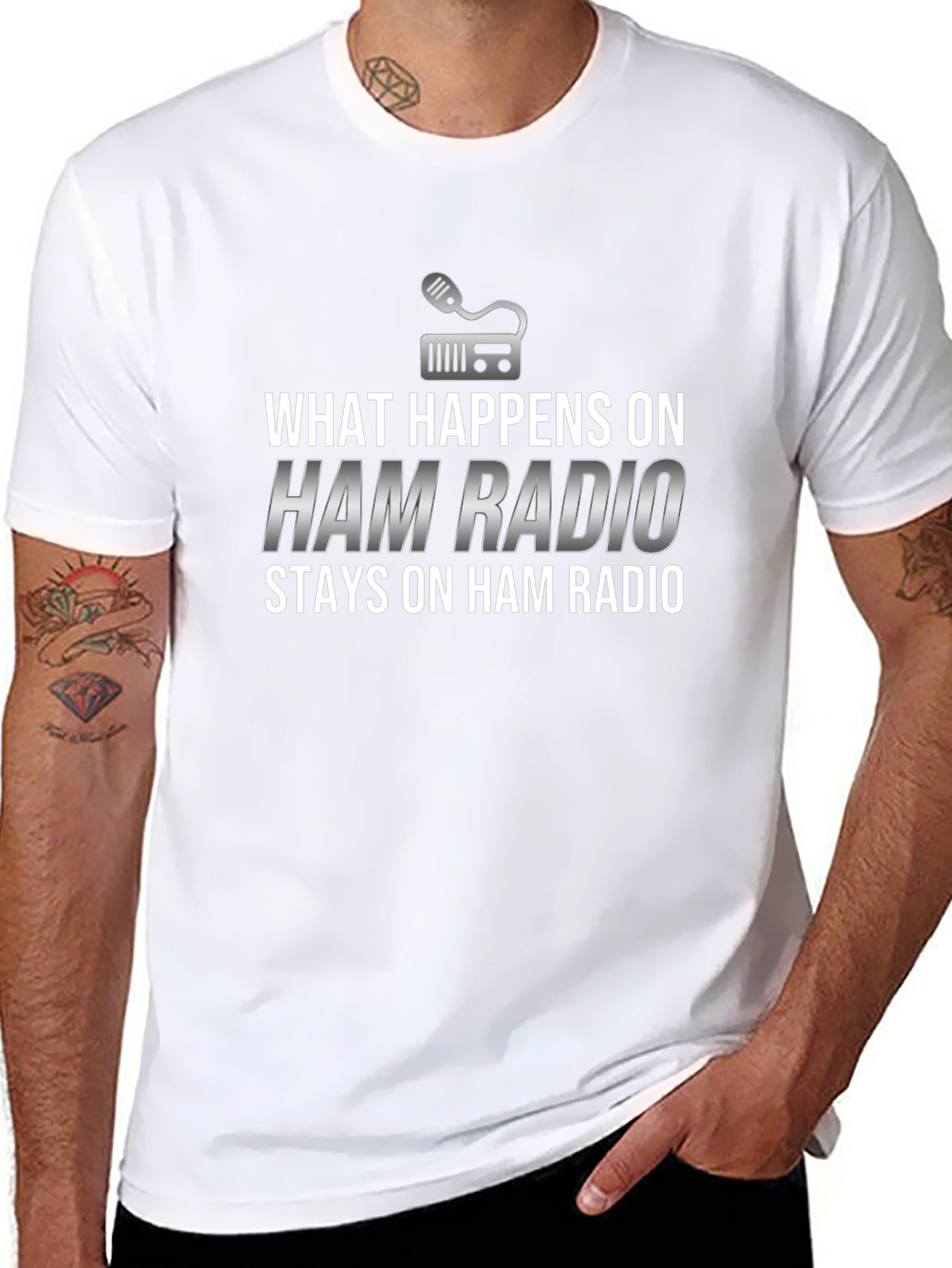 Black Ham Radio Graphic T-Shirt - What Happens Stays view 8