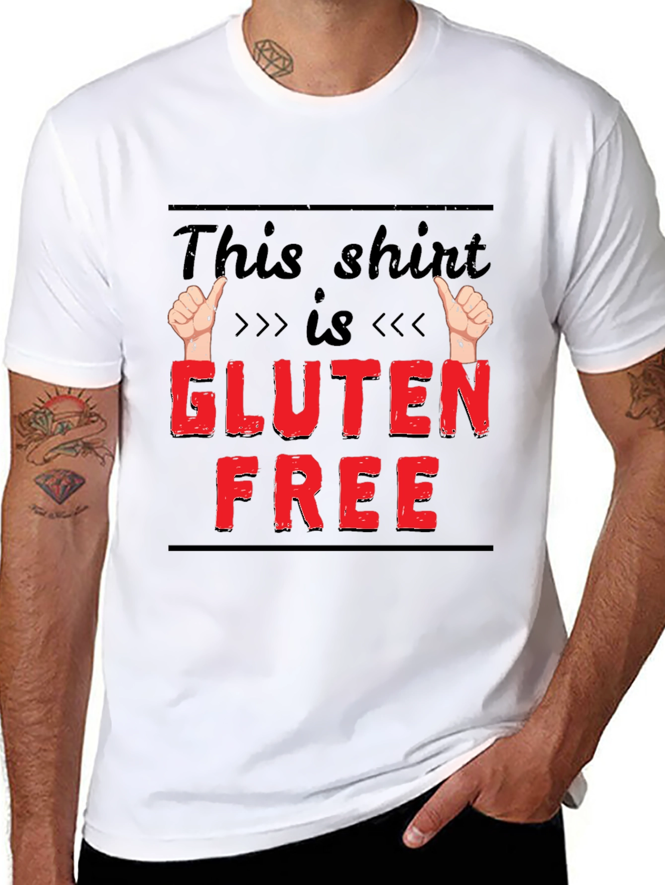 Black Gluten Free Funny T-Shirt, Novelty Tee for Foodies view 8