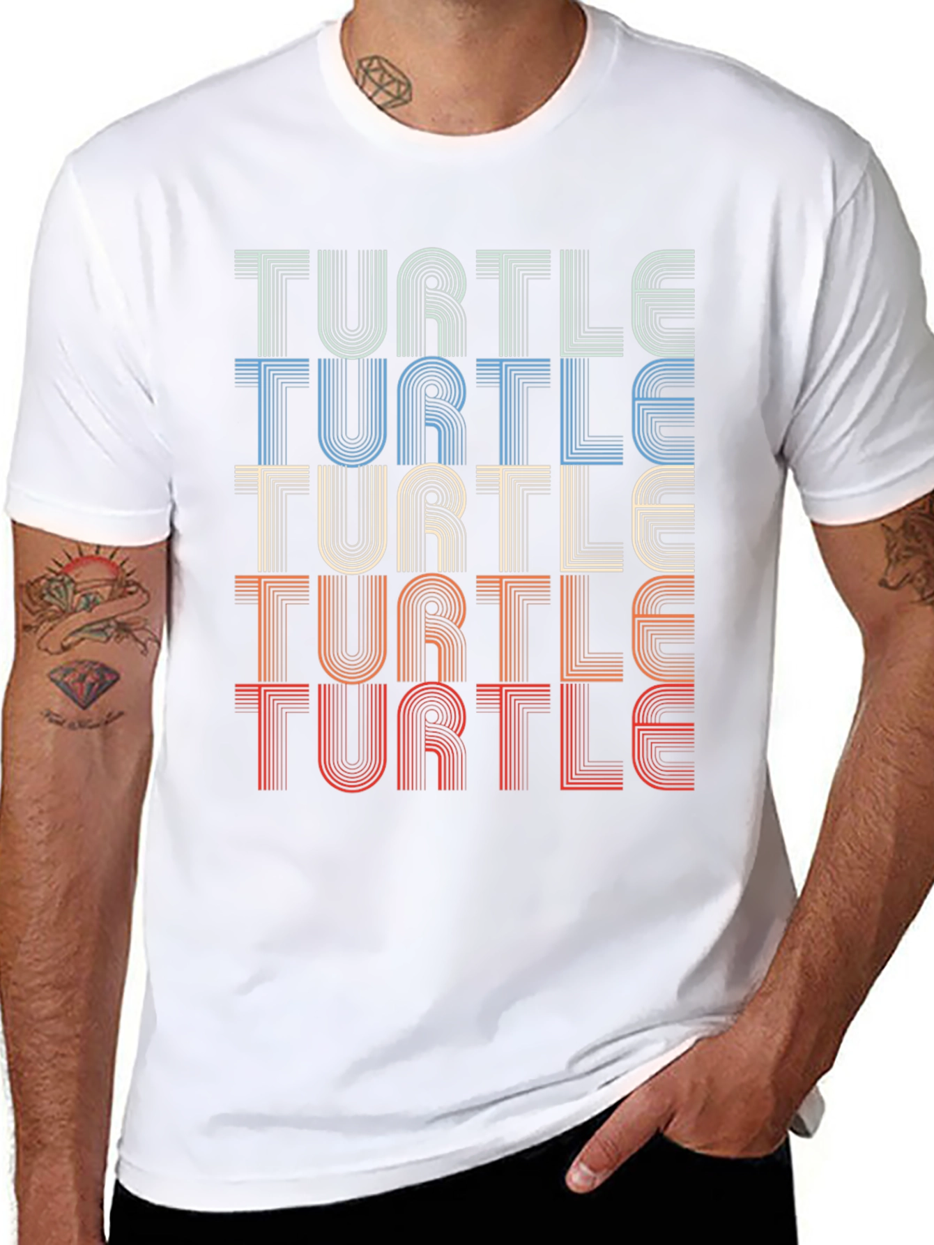 Black Retro Turtle T-Shirt - Vintage Style Tee view 8