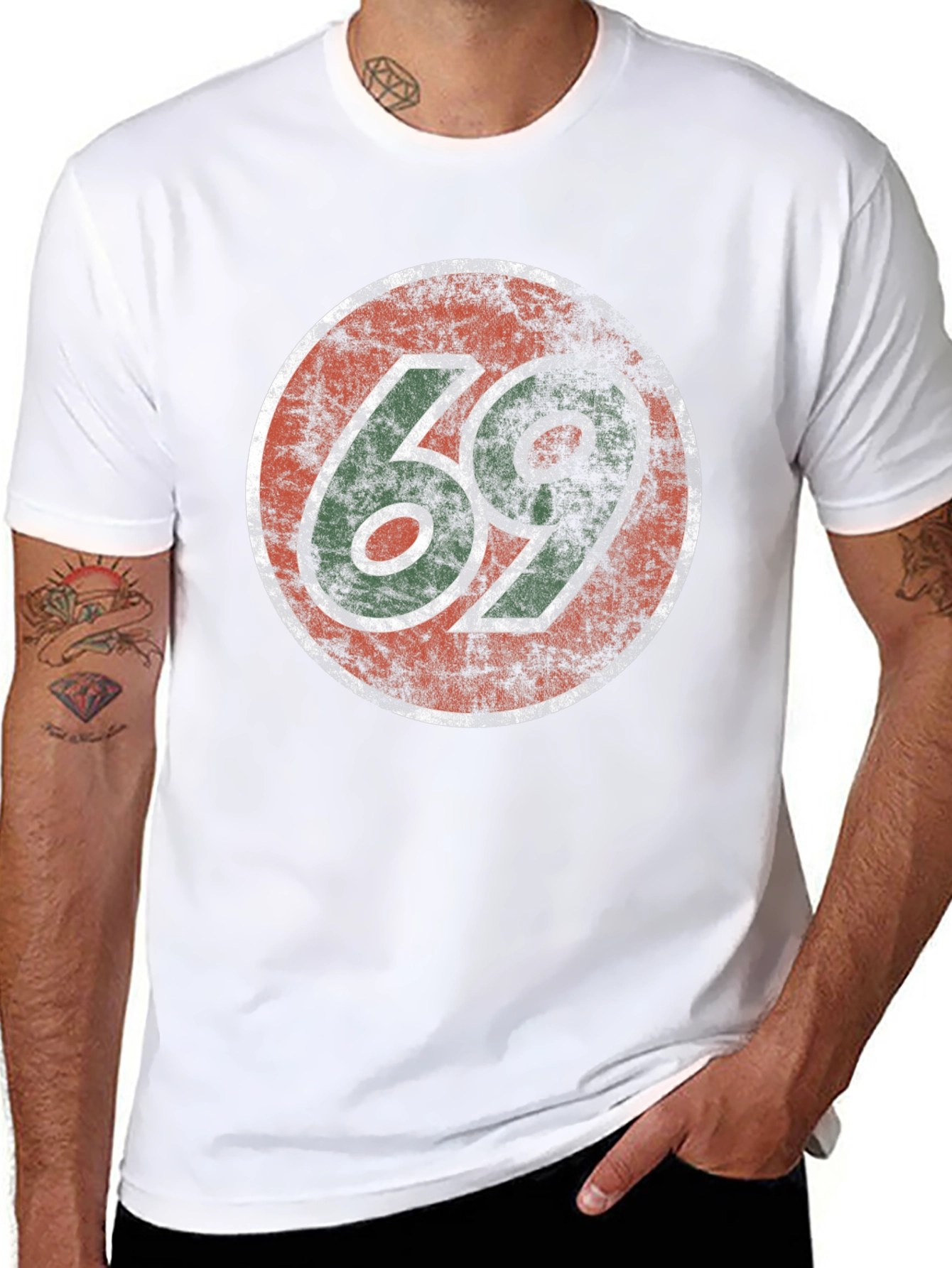 Black Vintage 69 Graphic Print Tee - Retro Style view 8