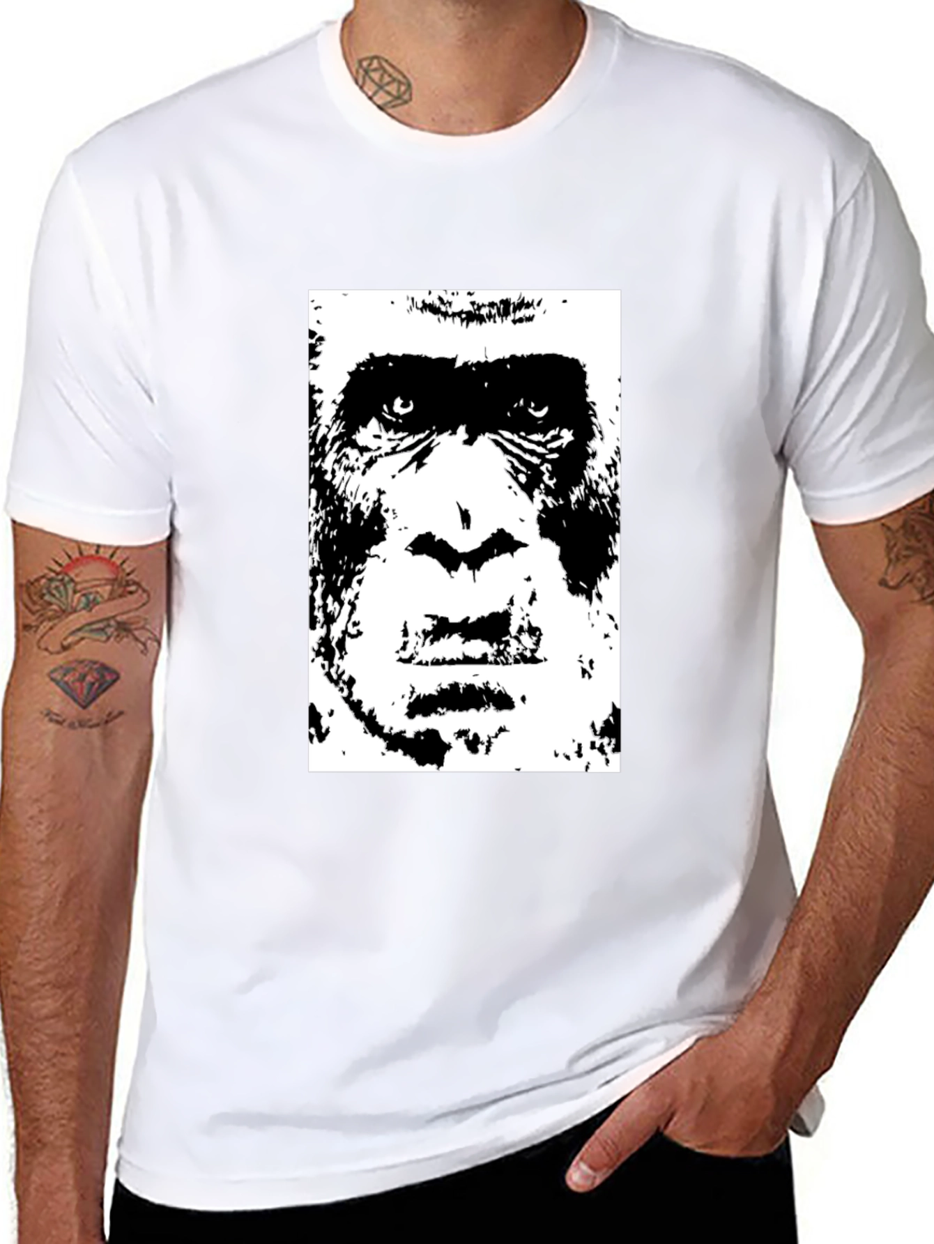 Black Gorilla Face Graphic Black T-Shirt view 8