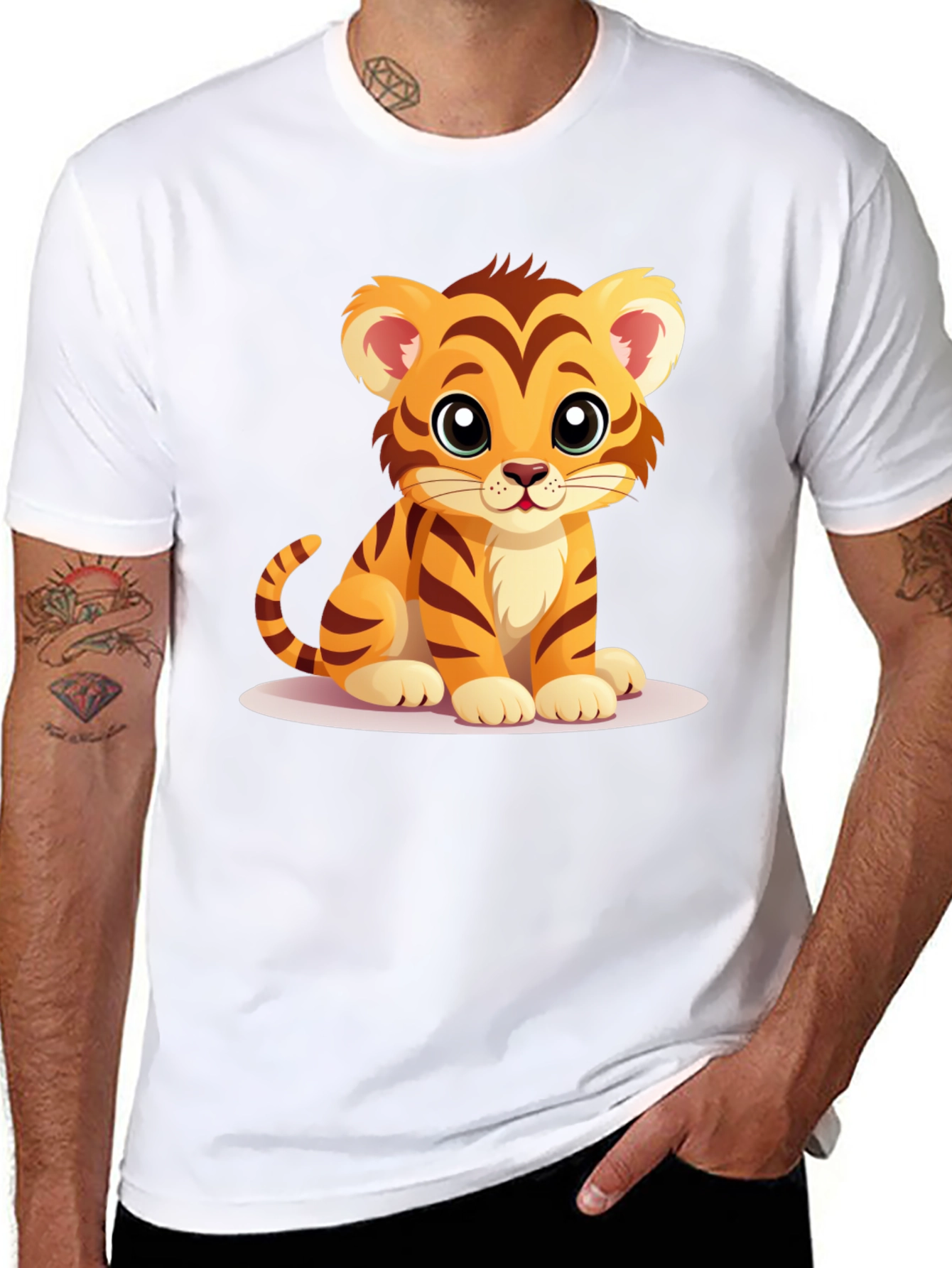 Black Cute Tiger Cub Graphic T-Shirt view 8