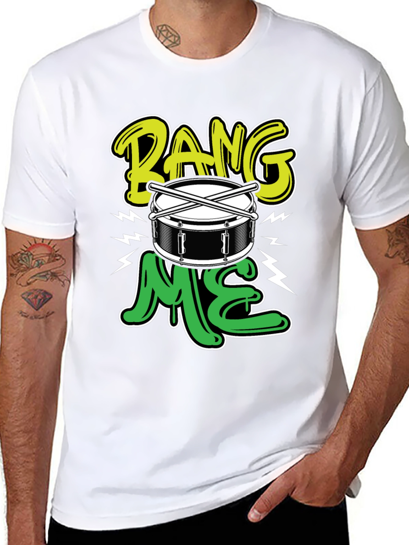 Black Bang Me Drummer T-Shirt view 8