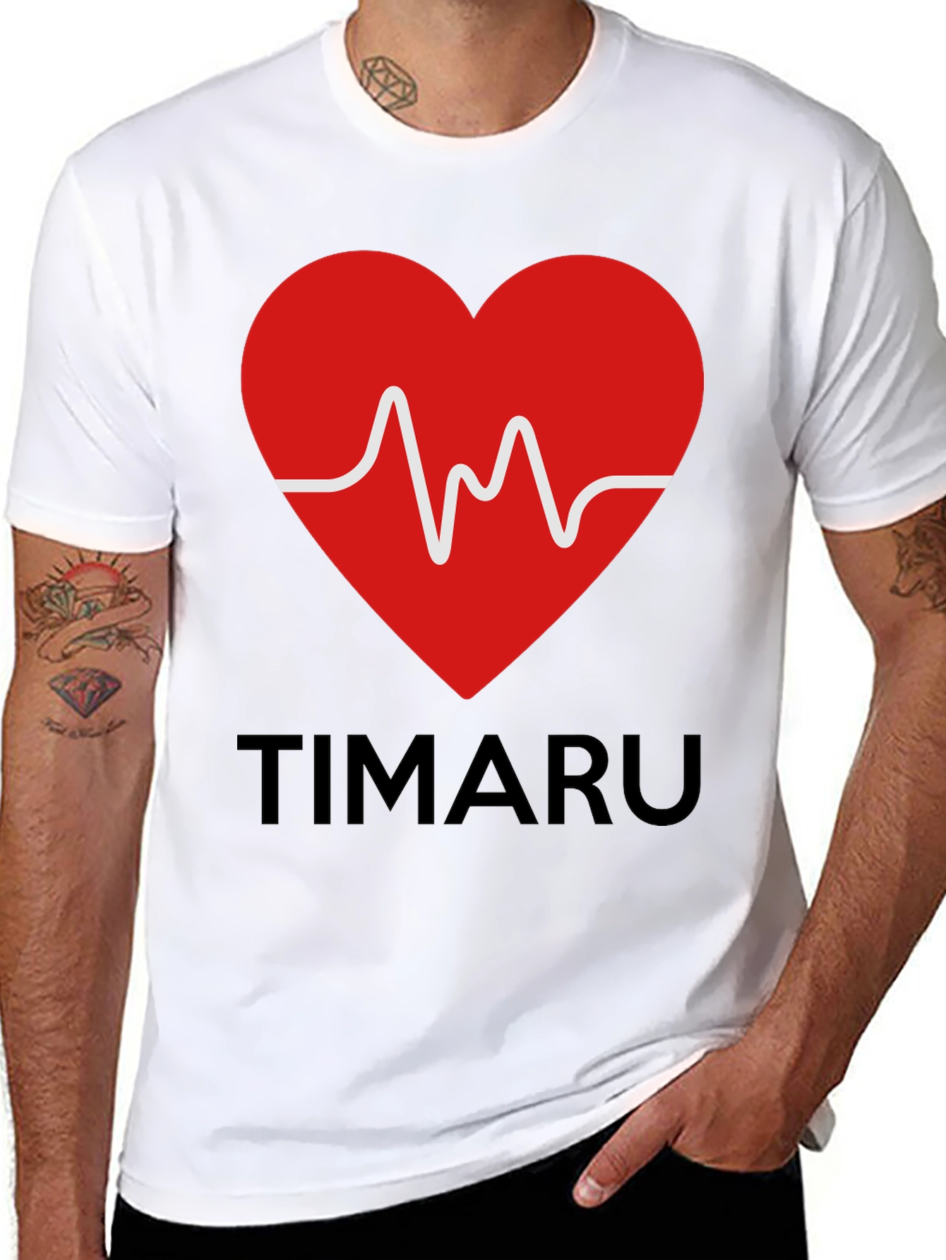 Black Timaru Heartbeat Graphic T-Shirt - Black view 8