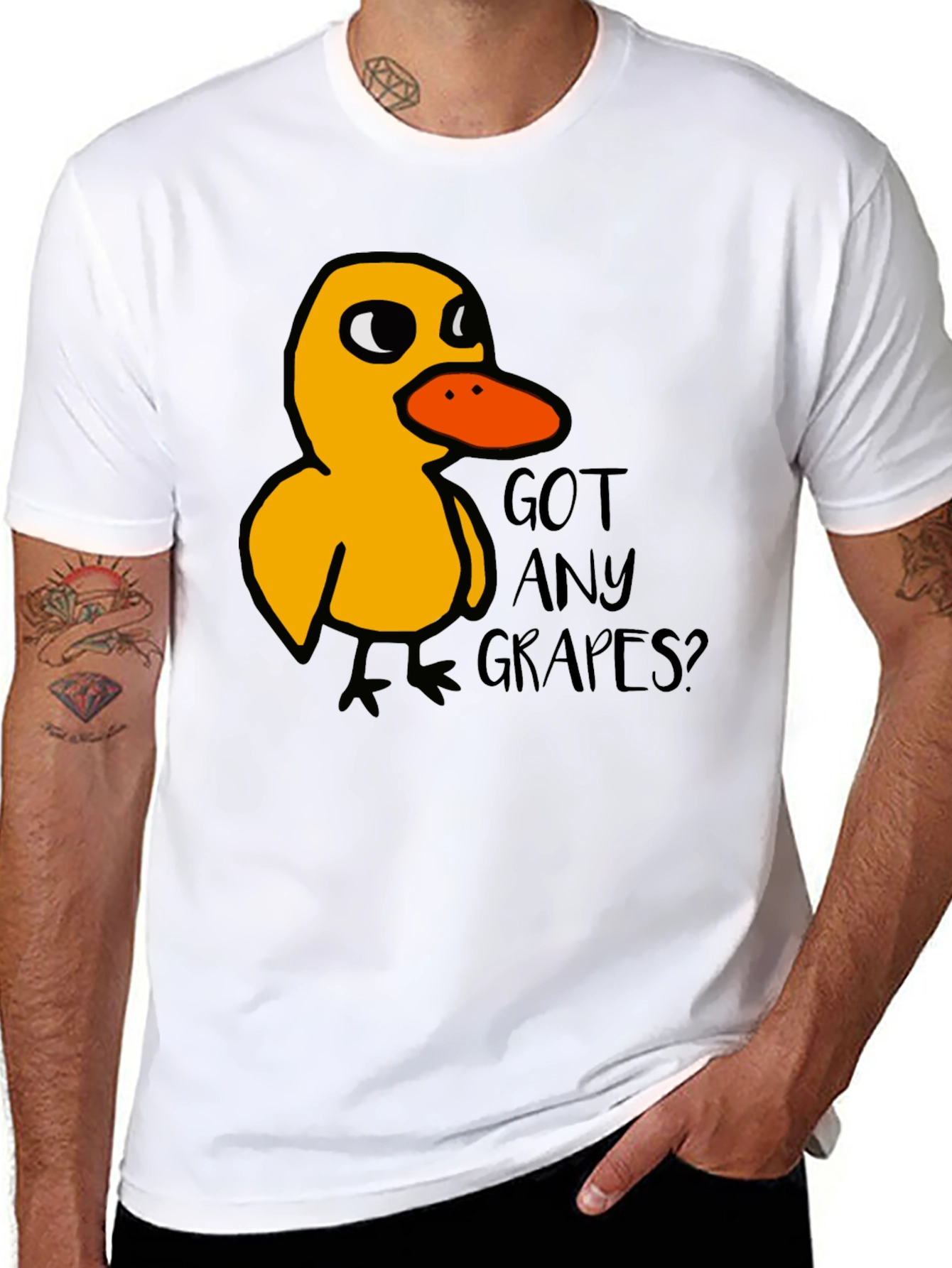 Black Got Any Grapes Duck T-Shirt Funny Meme Tee view 8