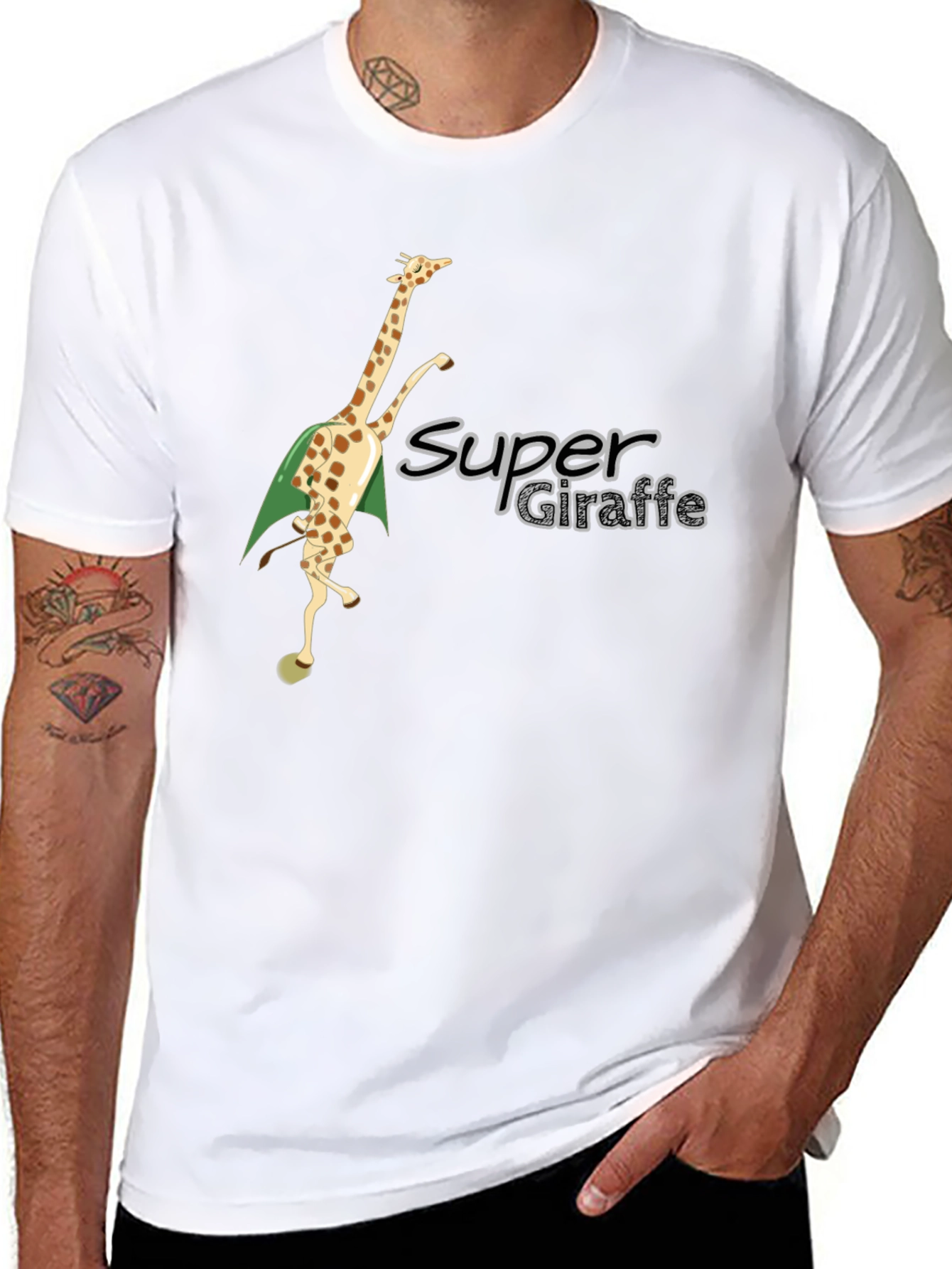Black Super Giraffe Tee - Black Cotton Blend view 8