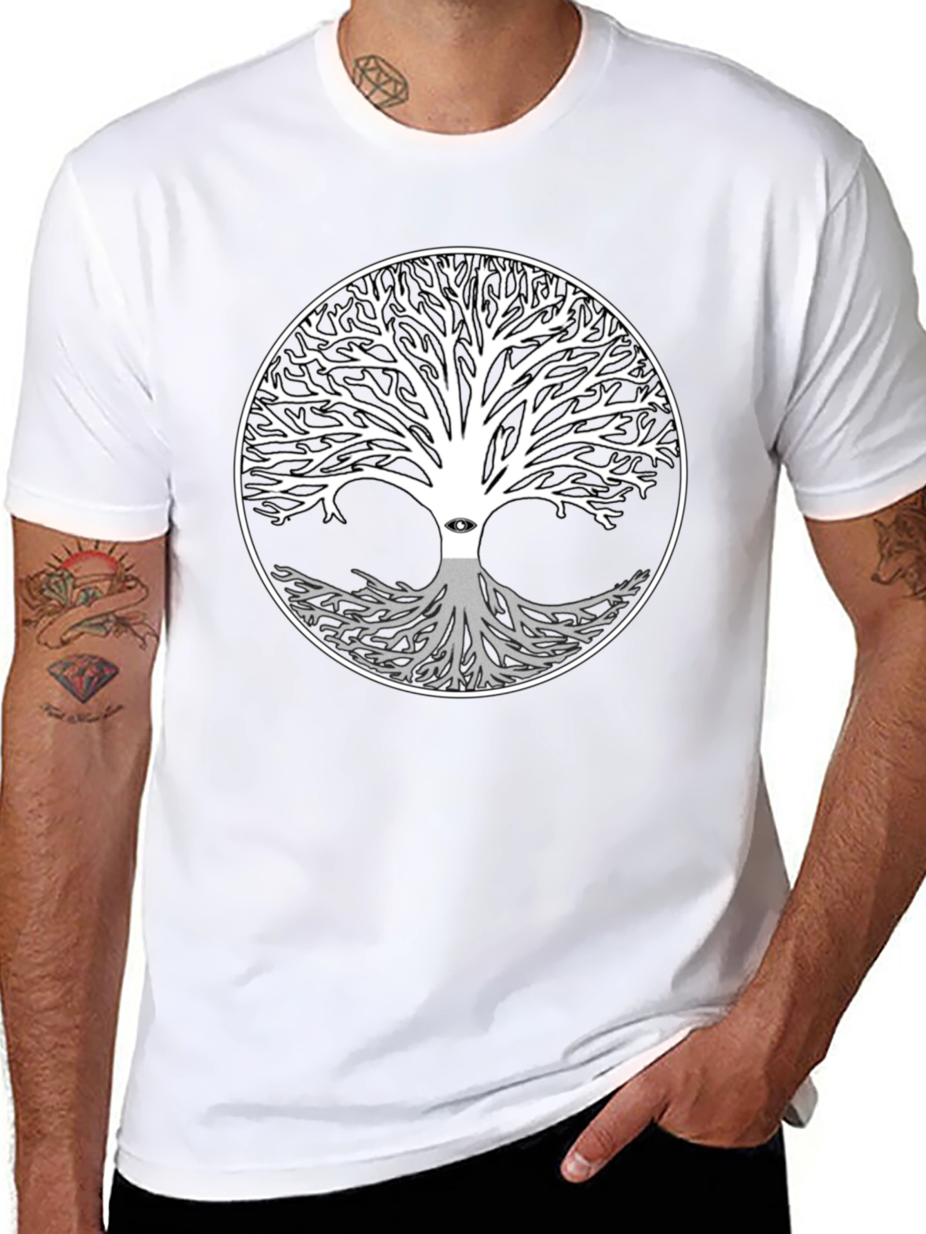 Black Yggdrasil Tree of Life T-Shirt view 8