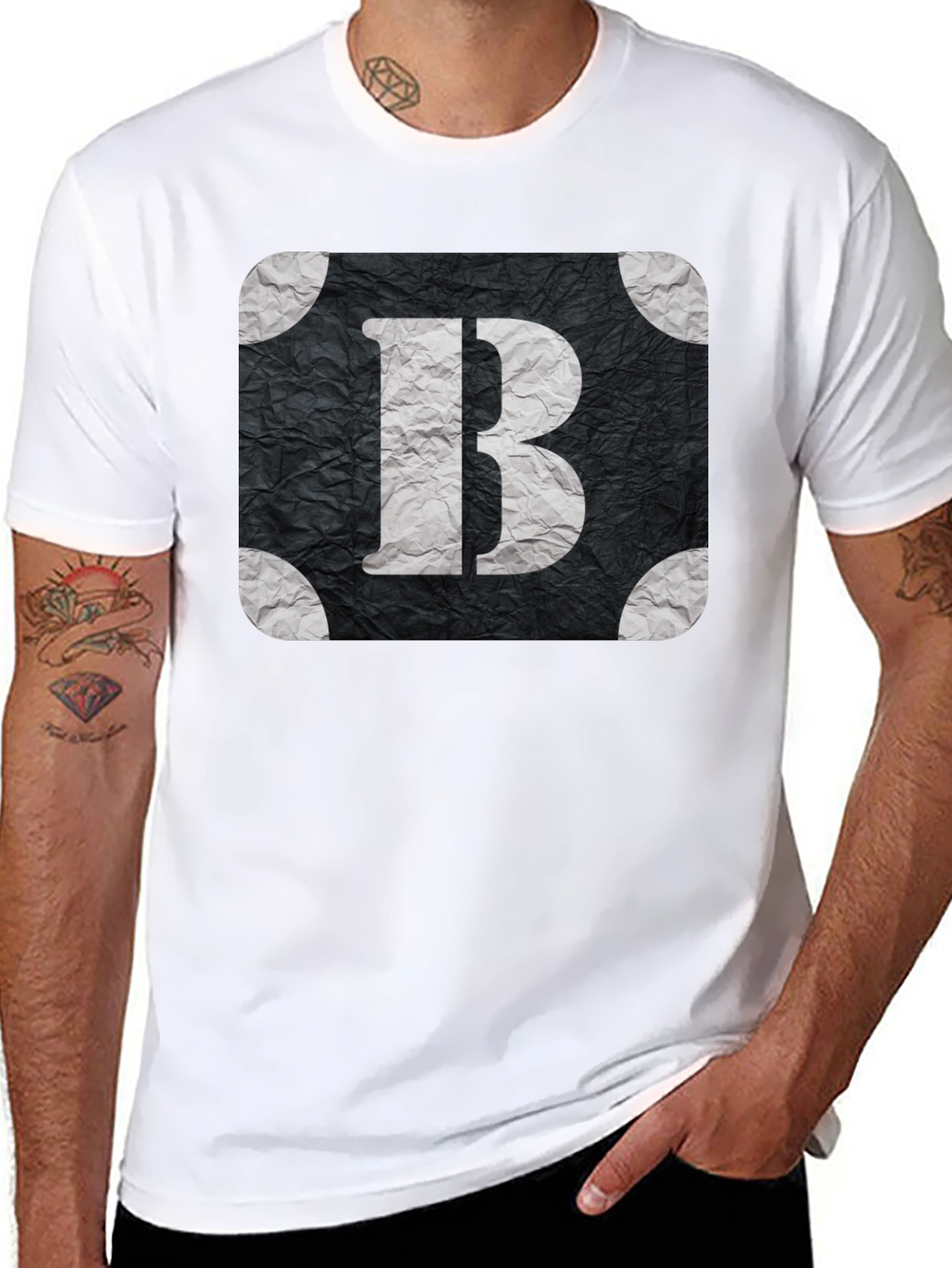 Black Letter B Graphic T-Shirt - Stylish Black Tee view 8