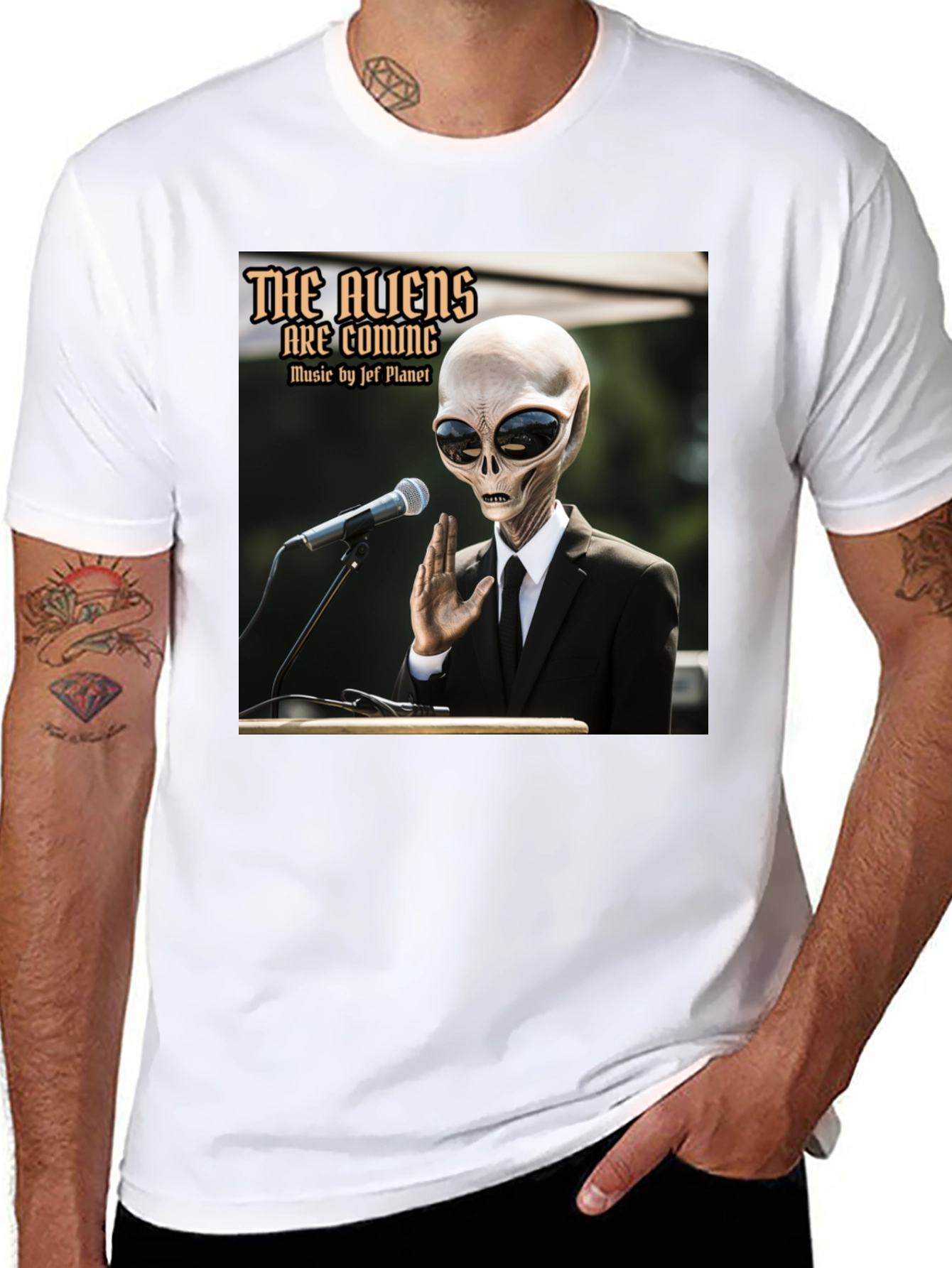 Black The Aliens Are Coming T-Shirt - Jef Planet Music view 8