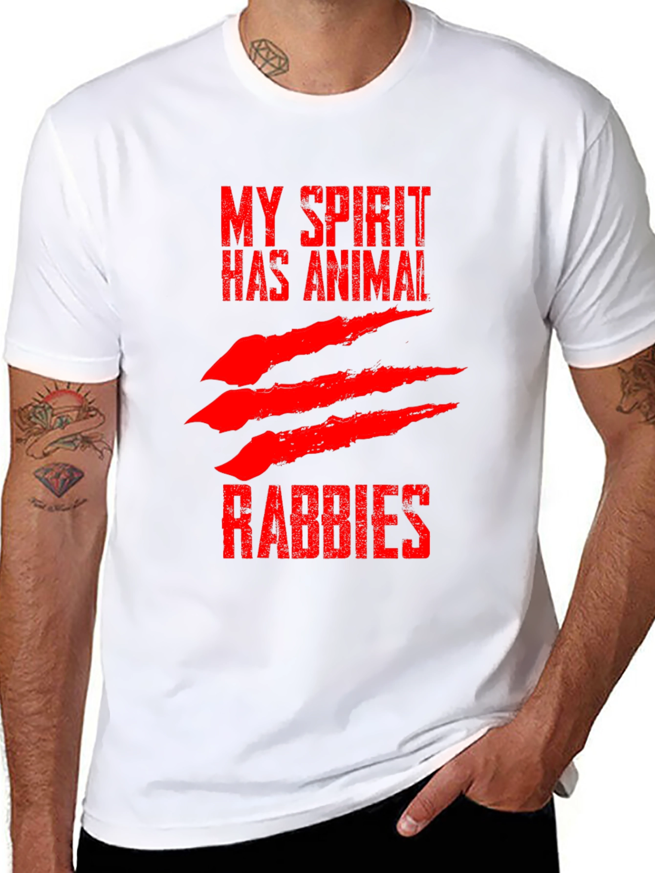 Black My Spirit Has Animal Rabbies Graphic T-Shirt view 8