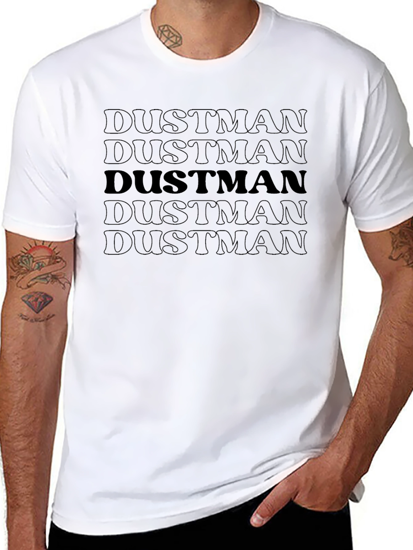 Black Dustman Print Black Cotton T-Shirt view 8
