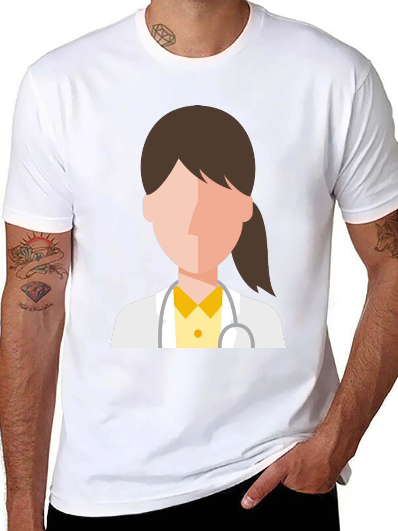 Black Doctor Graphic T-Shirt - Black Cotton Tee view 8