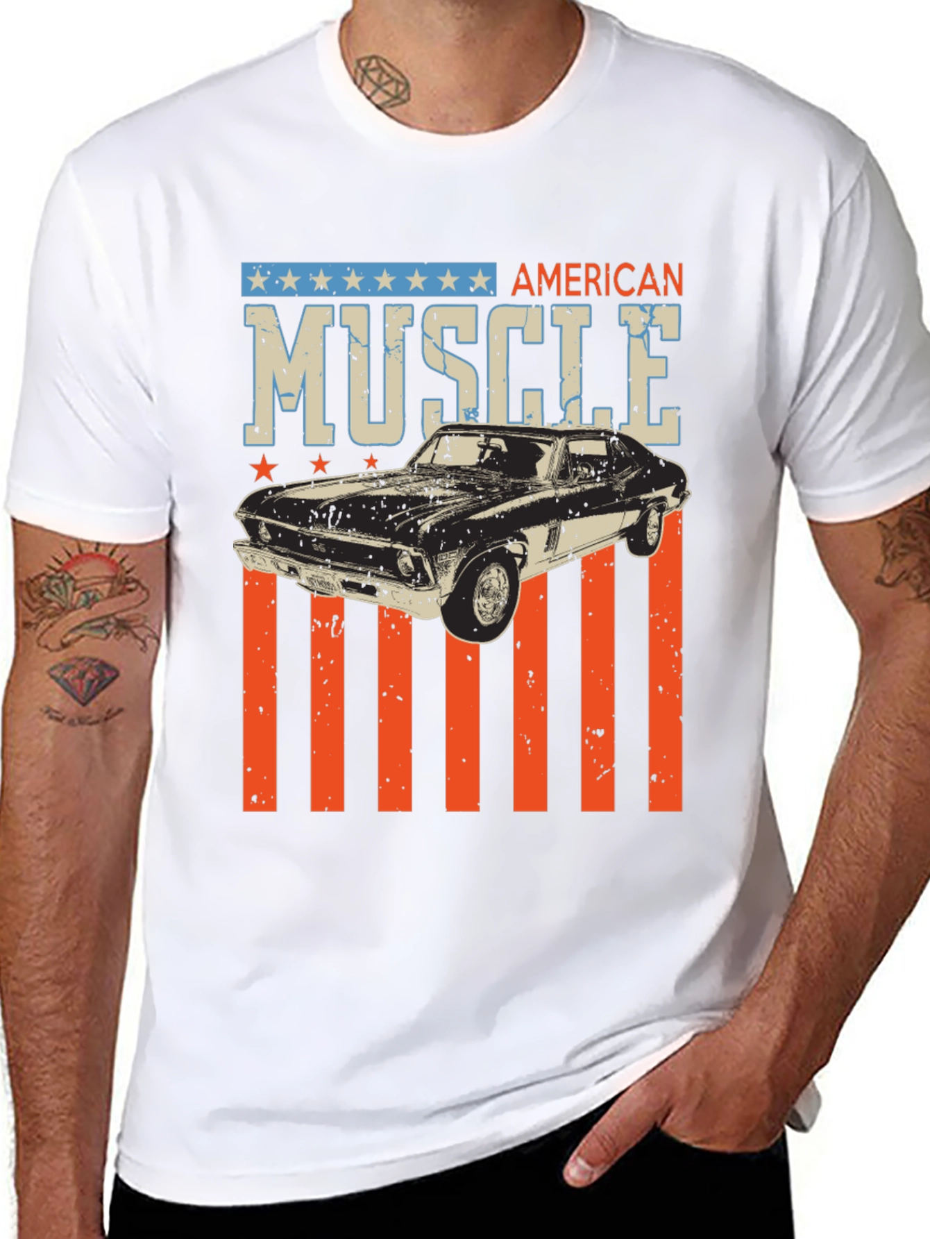Black American Muscle Car Graphic Tee view 8