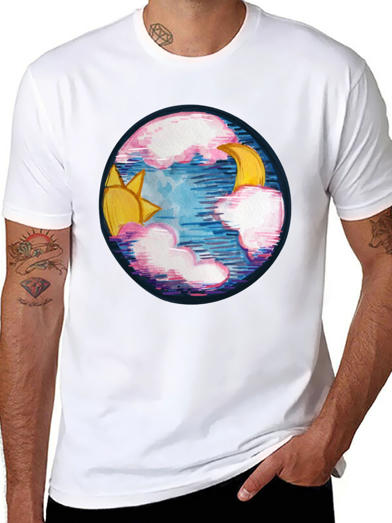 Black Sun & Moon Graphic Tee - Celestial Design view 8