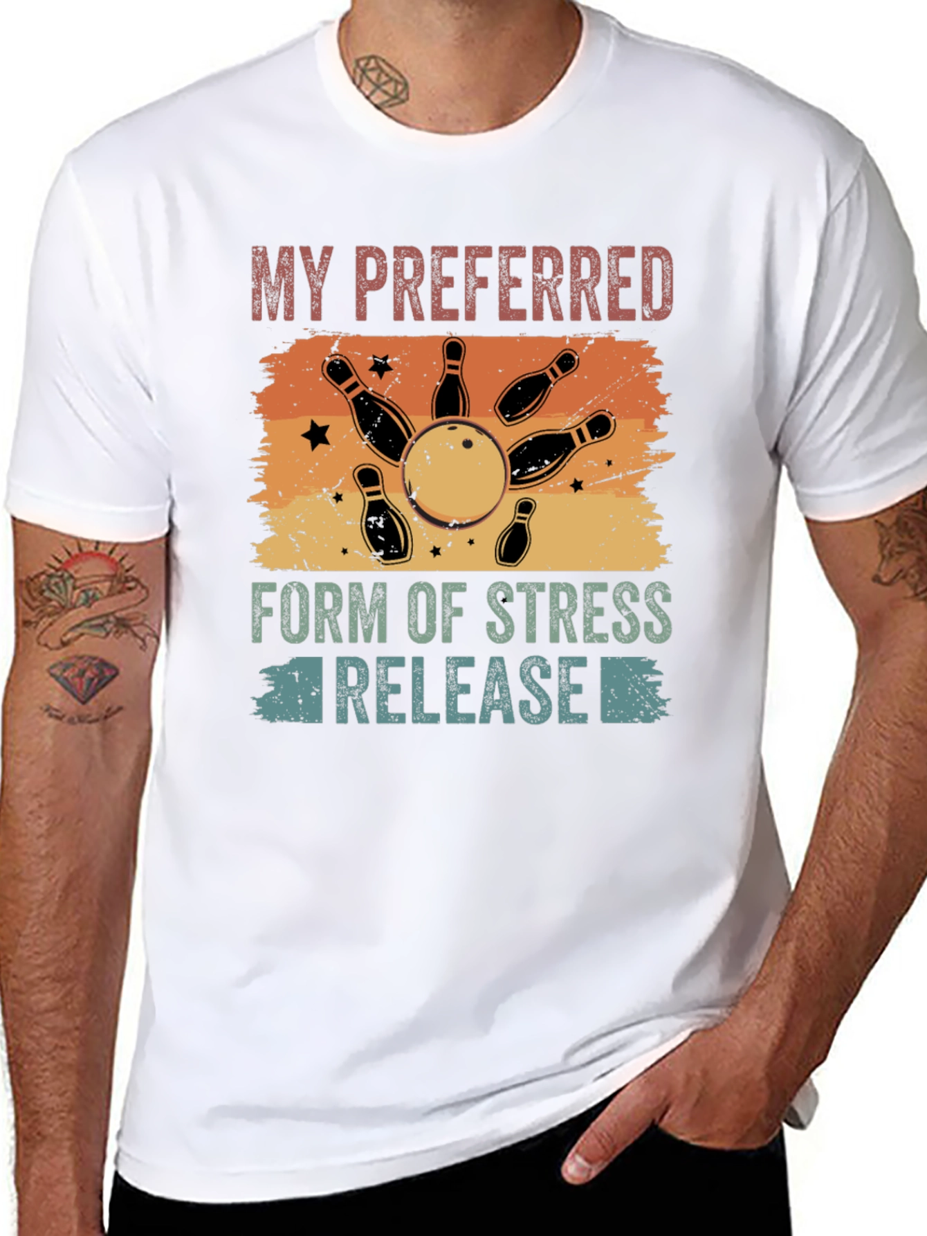 Black Bowling Stress Relief Graphic Tee view 8