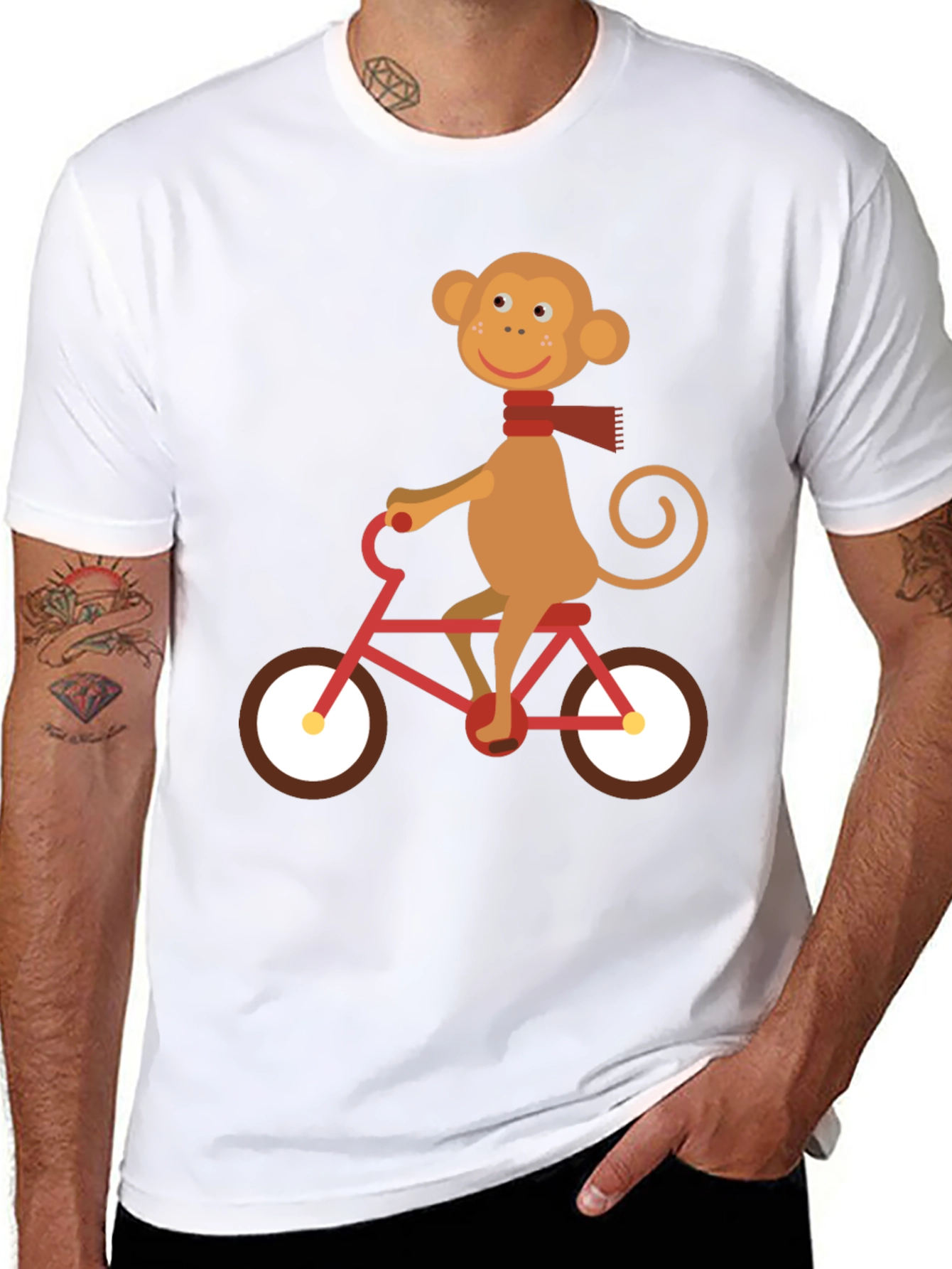 Black Monkey on Bike Graphic Tee - Fun & Unique Design view 8