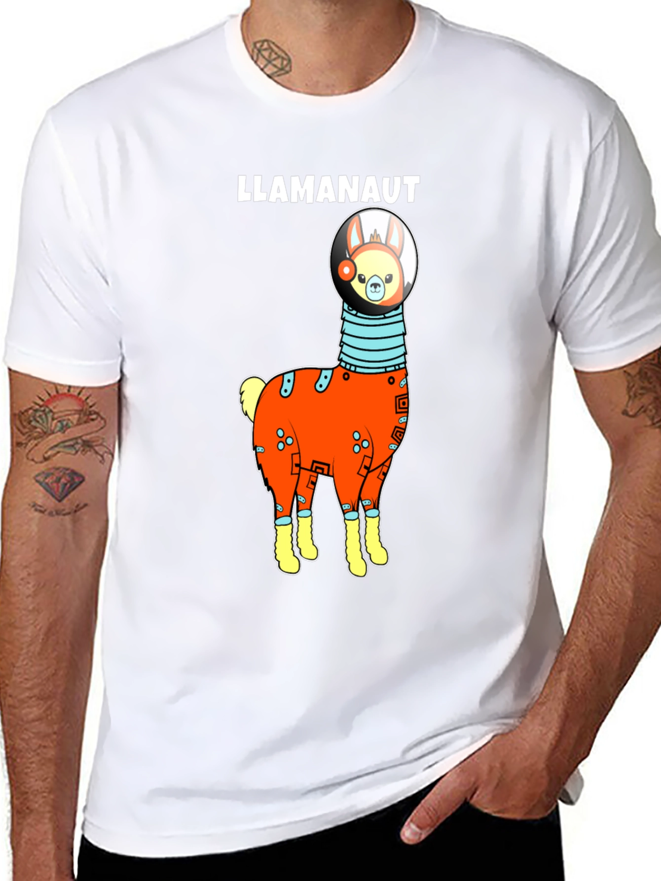 Black Llama Astronaut Graphic T-Shirt view 8