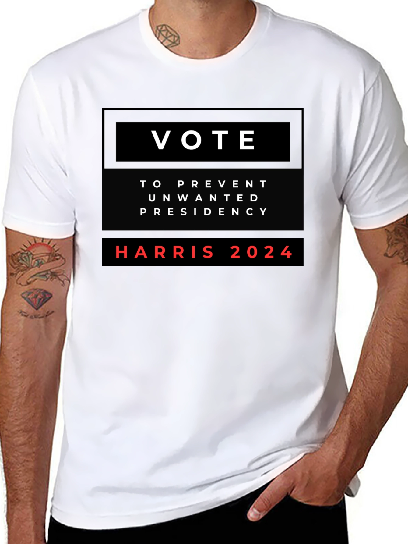 Black Vote Harris 2024 T-Shirt: Prevent Unwanted Presidency view 8