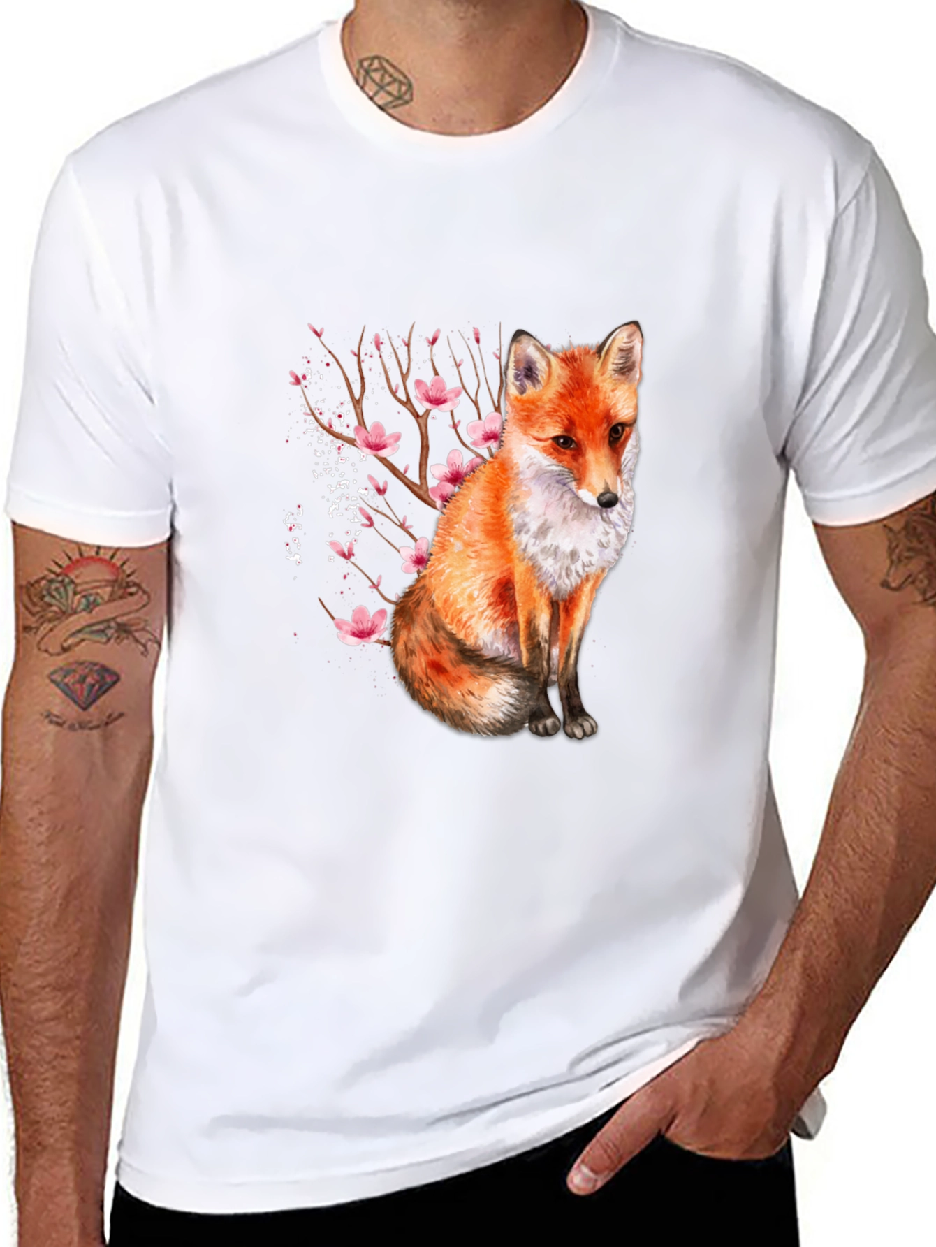 Black Fox & Blossom Print Black T-Shirt view 8