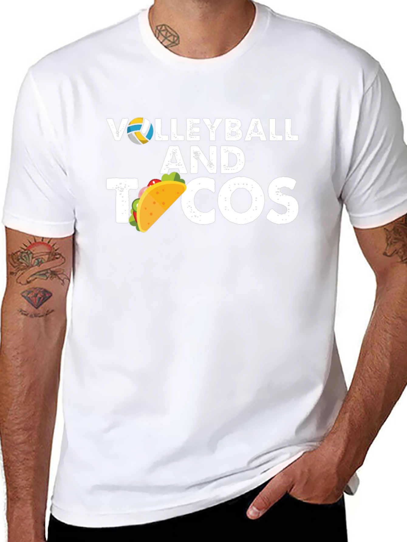 Black Volleyball & Tacos Graphic Tee - Black view 8