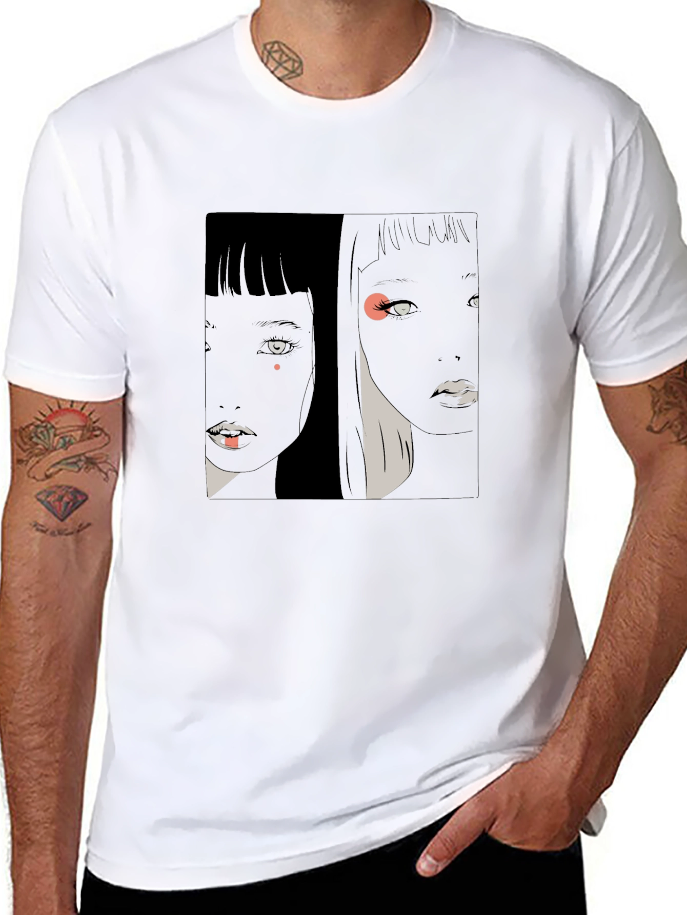 Black Abstract Graphic Print Black T-Shirt view 8