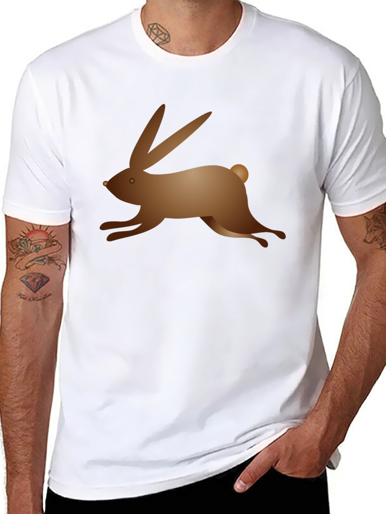 Black Black T-Shirt with Bunny Graphic view 8