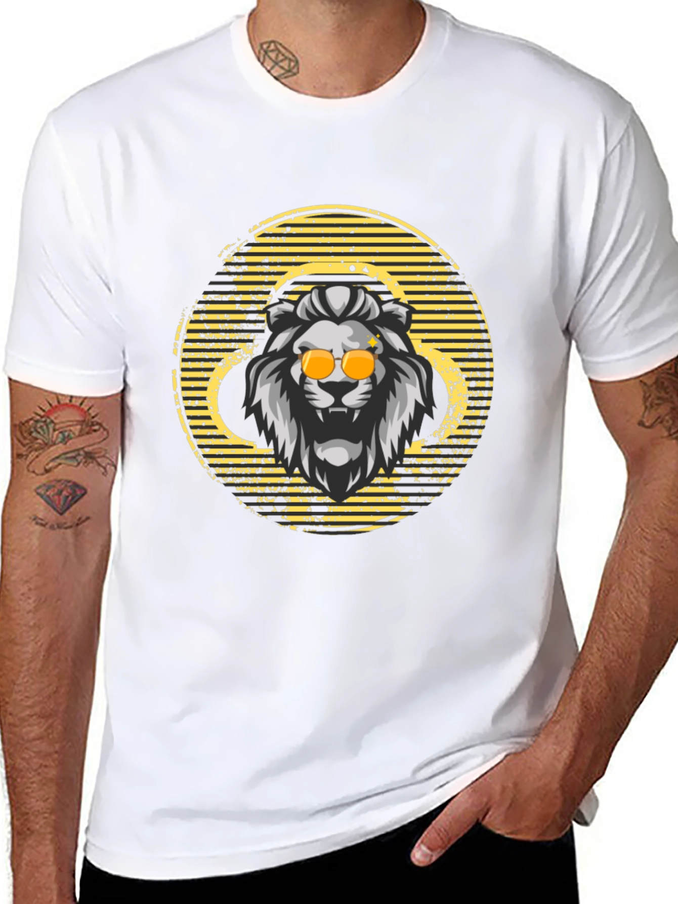 Black Cool Lion Graphic Tee view 8