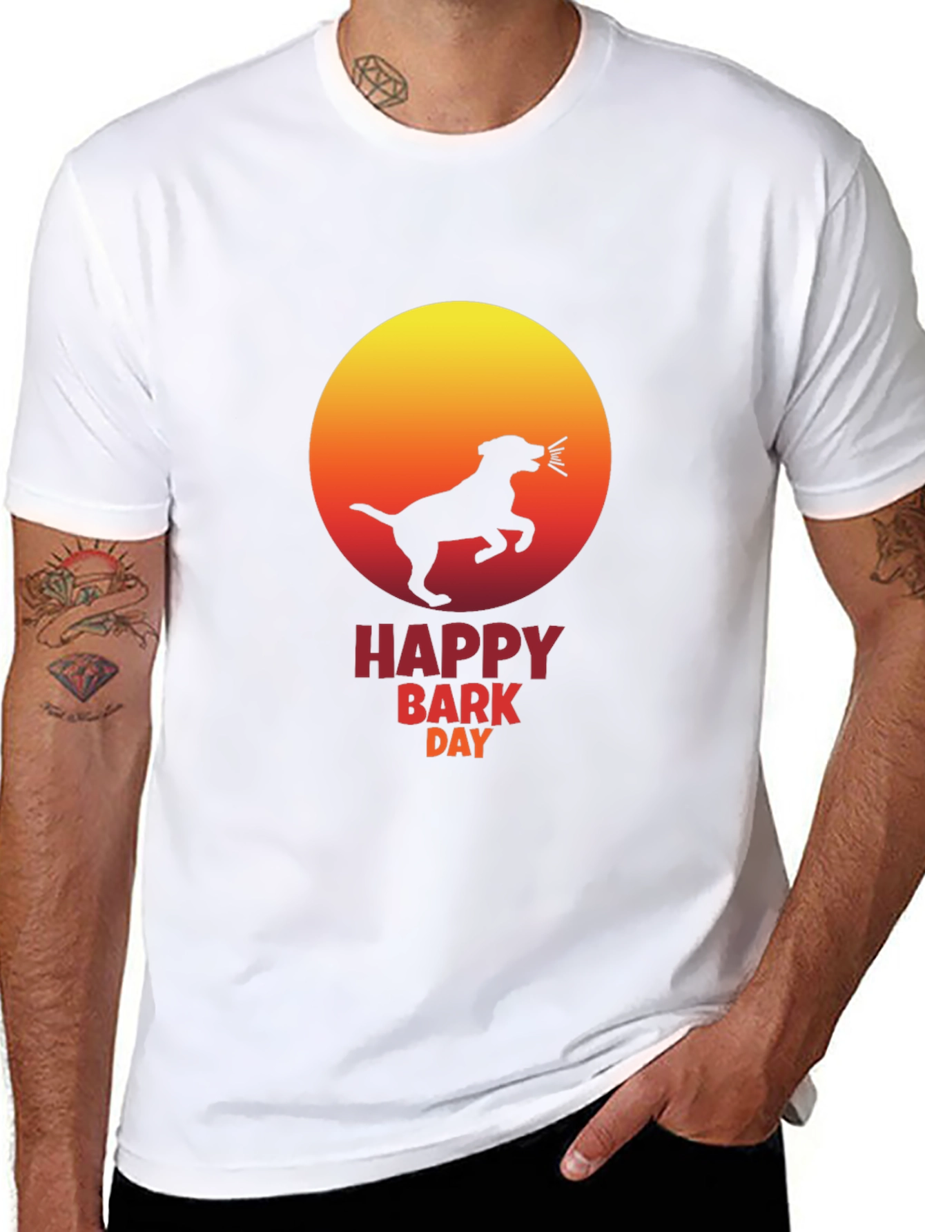 Black Happy Bark Day Black T-Shirt - Dog Lover Tee view 8