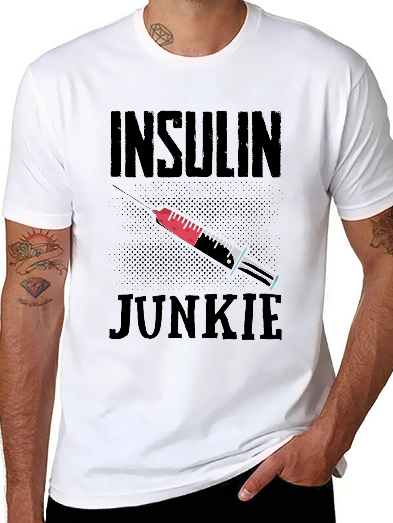 Black Insulin Junkie Graphic Tee view 8