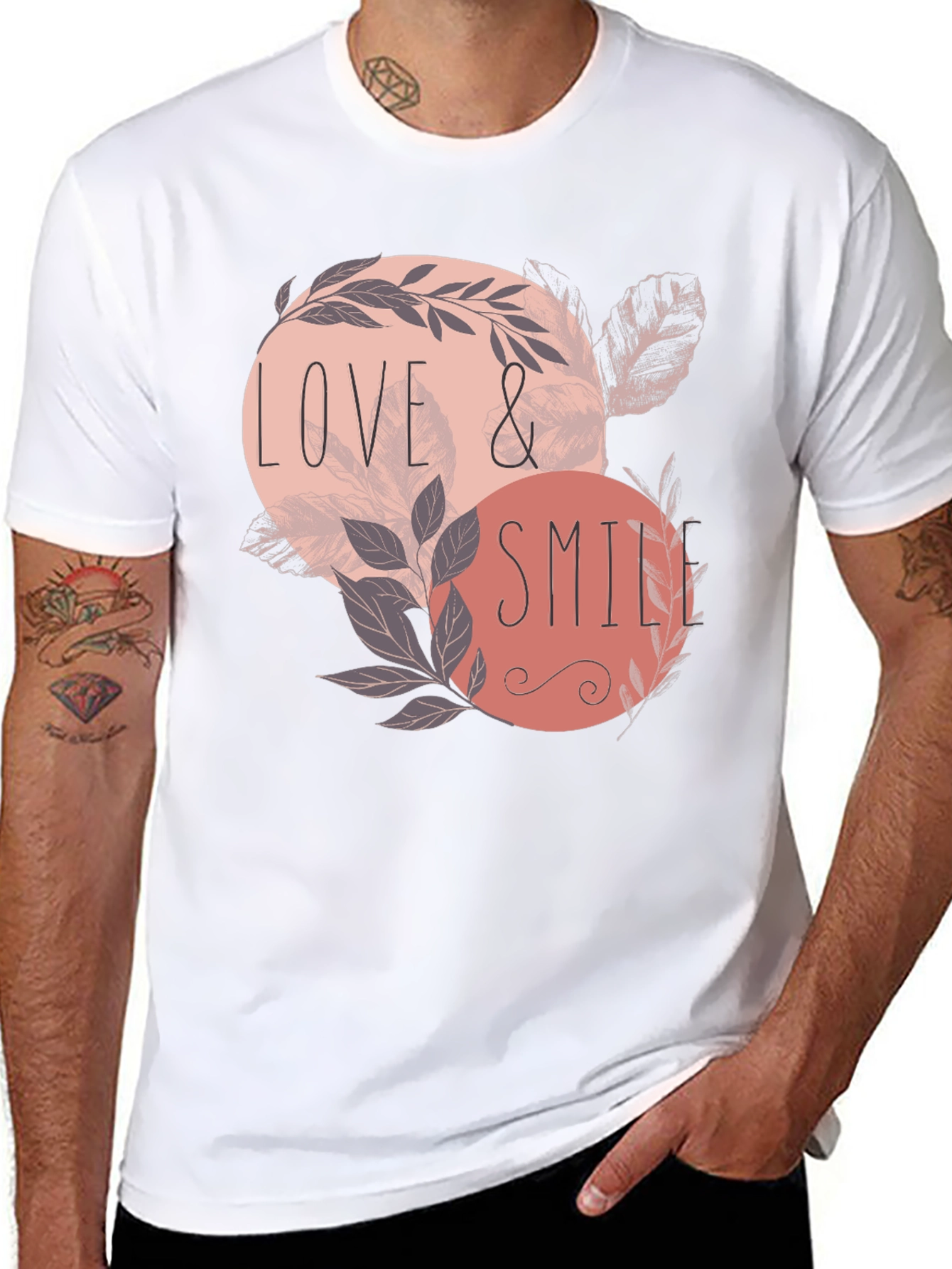 Black Love & Smile Graphic Tee - Men's Black T-Shirt view 8