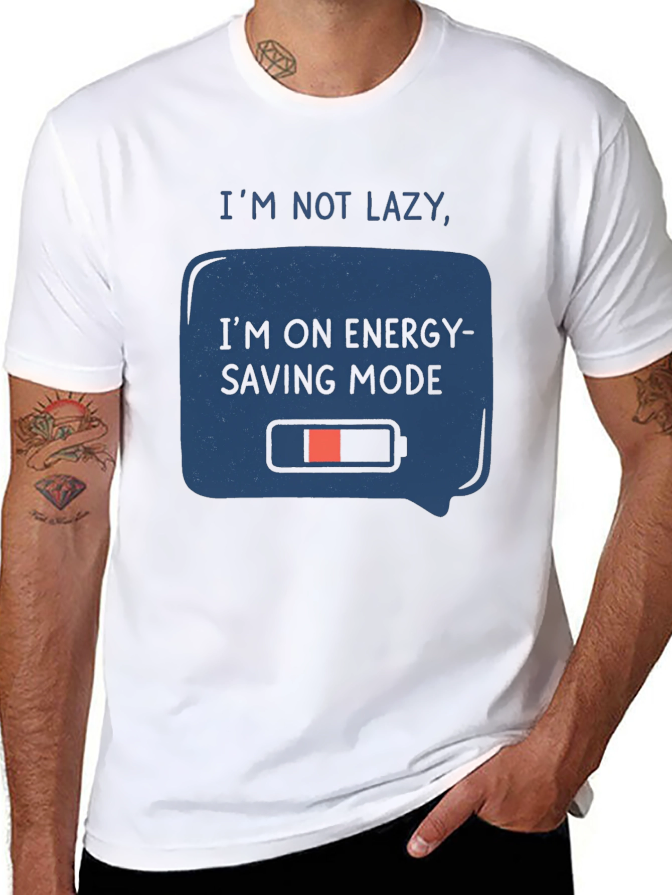 Black Energy Saving Mode Graphic Tee view 8